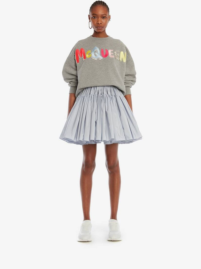 Alexander McQueen Gathered Mini Skirt in Spring Blue outlook