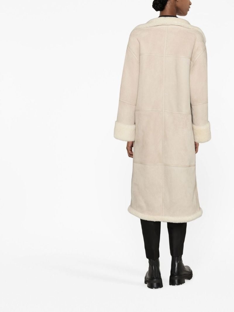 shearling midi coat - 4