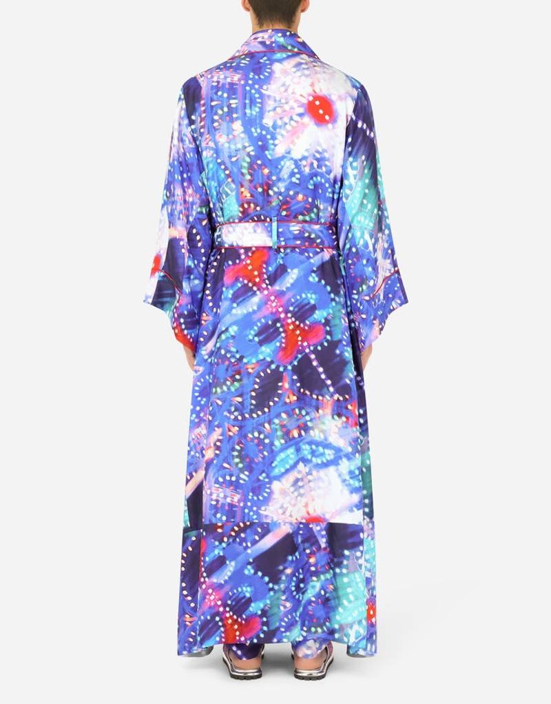 Silk illumination-print robe 3
