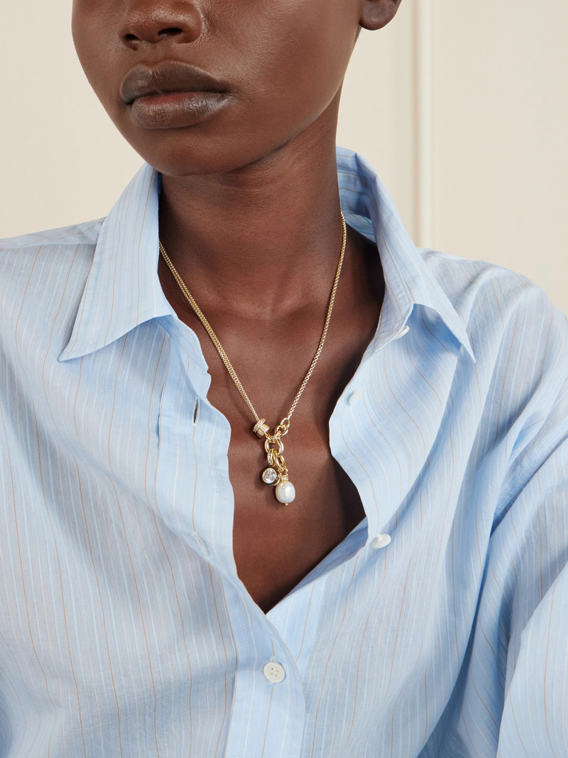 ROXANNE ASSOULIN The Double Drop Gold-tone, Cubic Zirconia And Enamel Necklace outlook