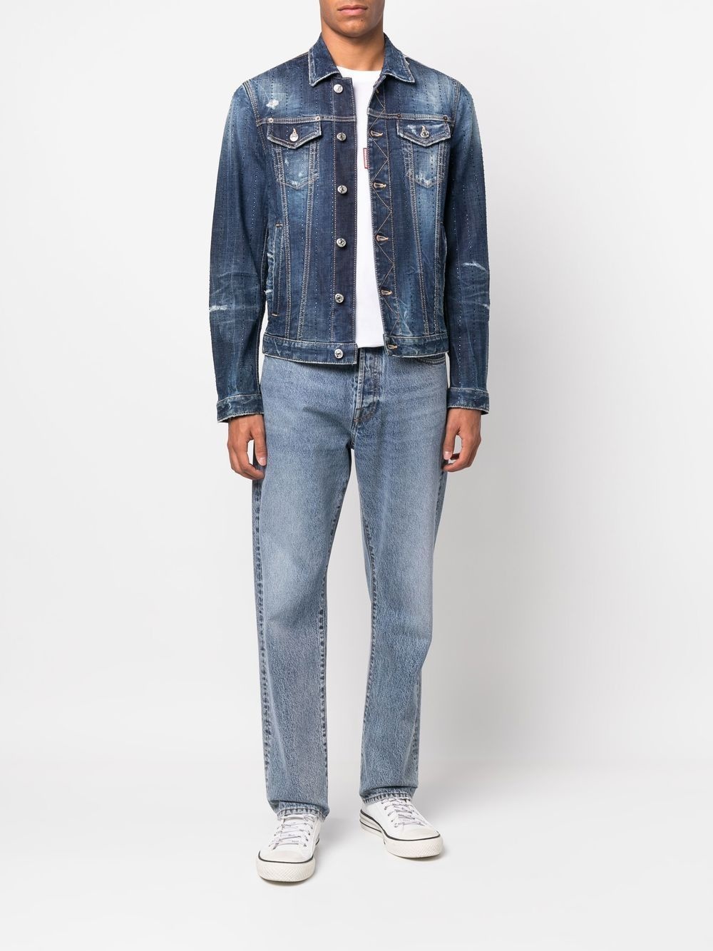 distressed denim jacket - 2