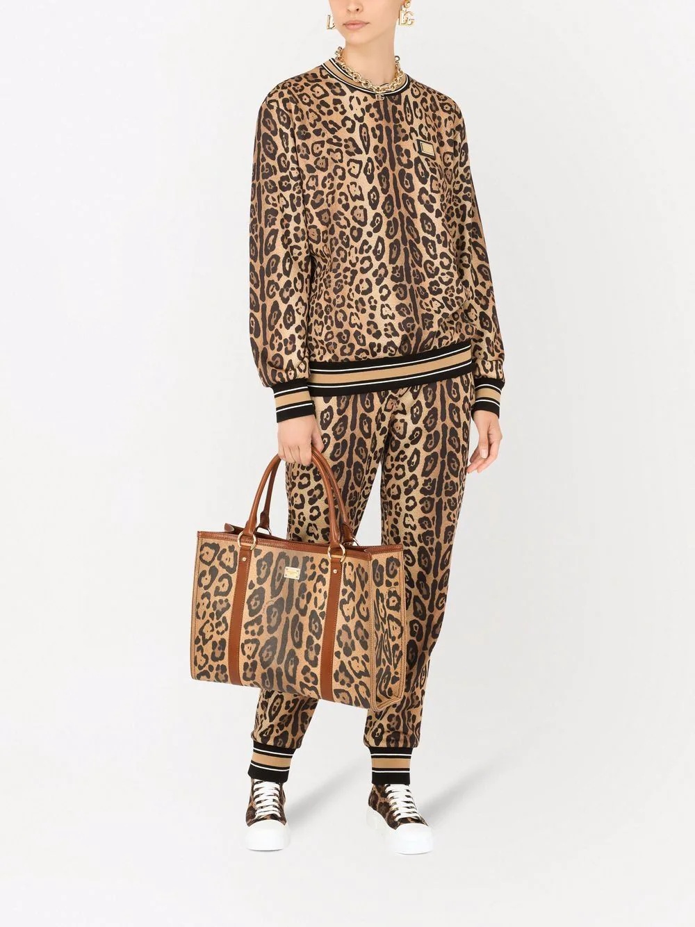 leopard-print leather tote bag - 2