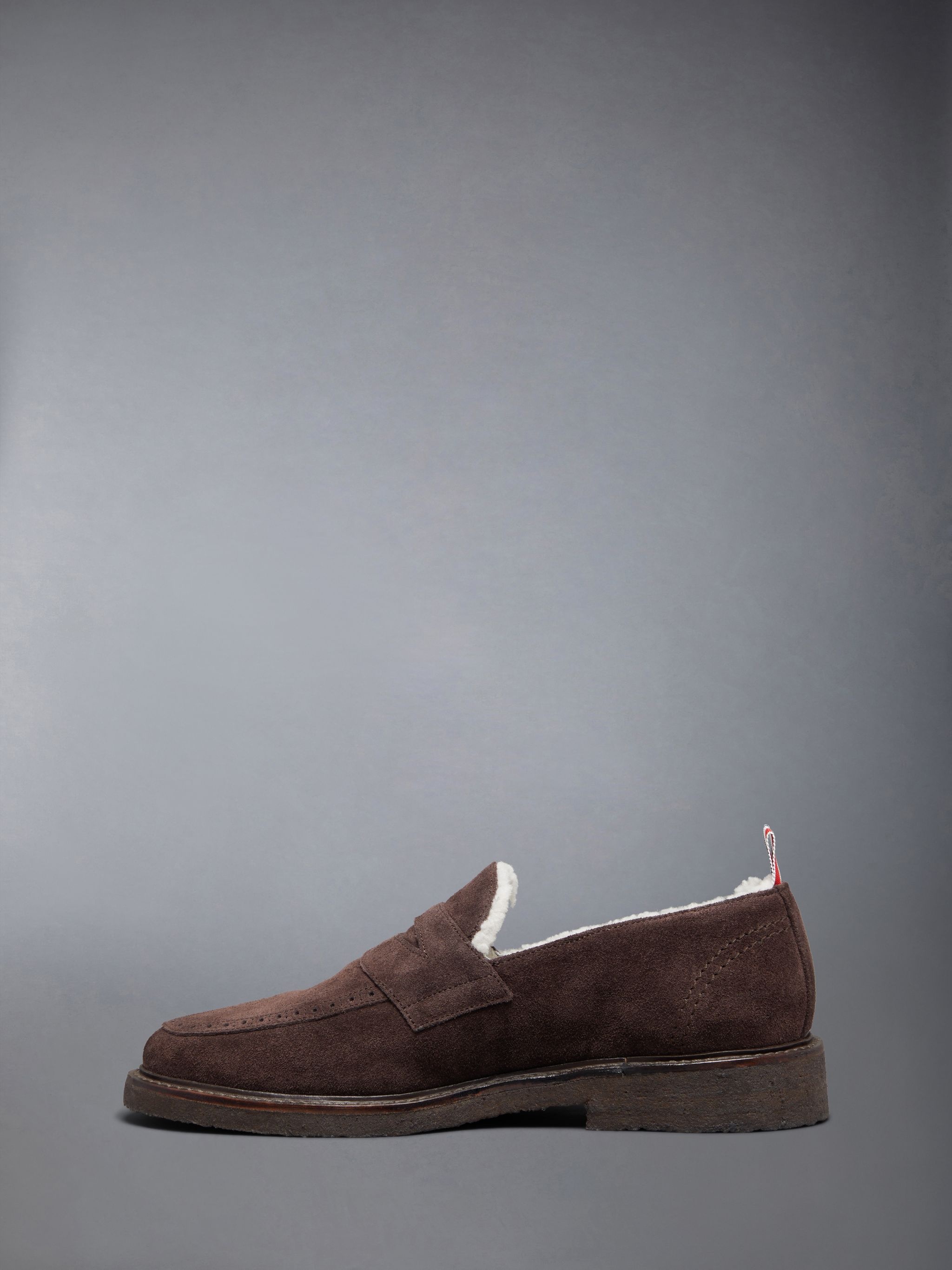 Suede Crepe Sole Shearling Penny Loafer - 3