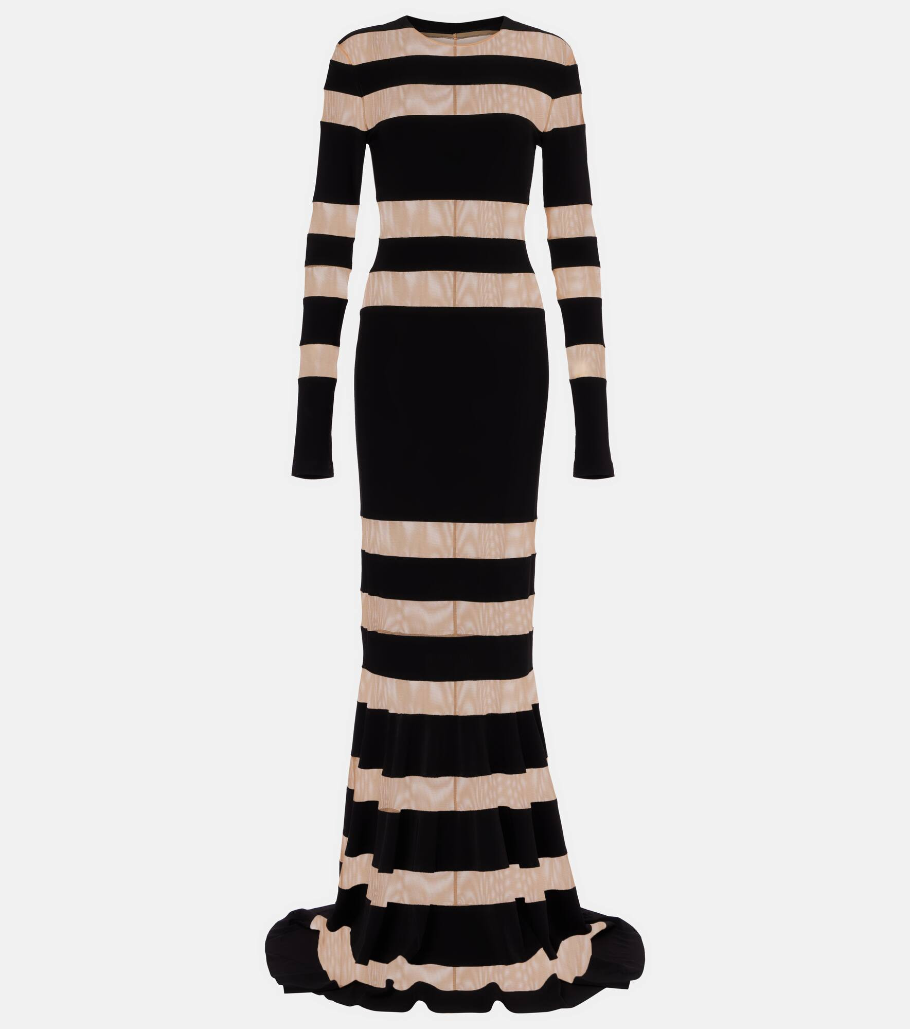 Paneled semi-sheer gown - 1