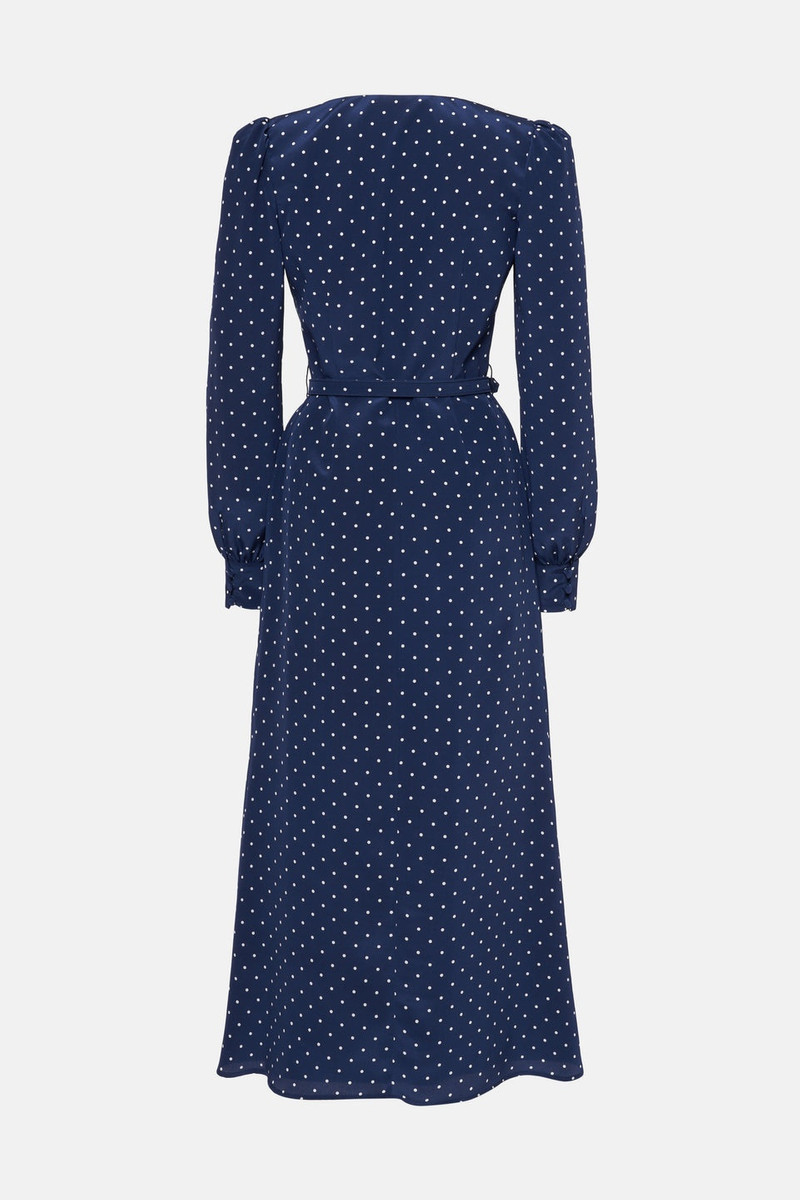 Alessandra Rich POLKA DOT PRINT DRESS WITH MIKADO COLLAR AND BELT outlook
