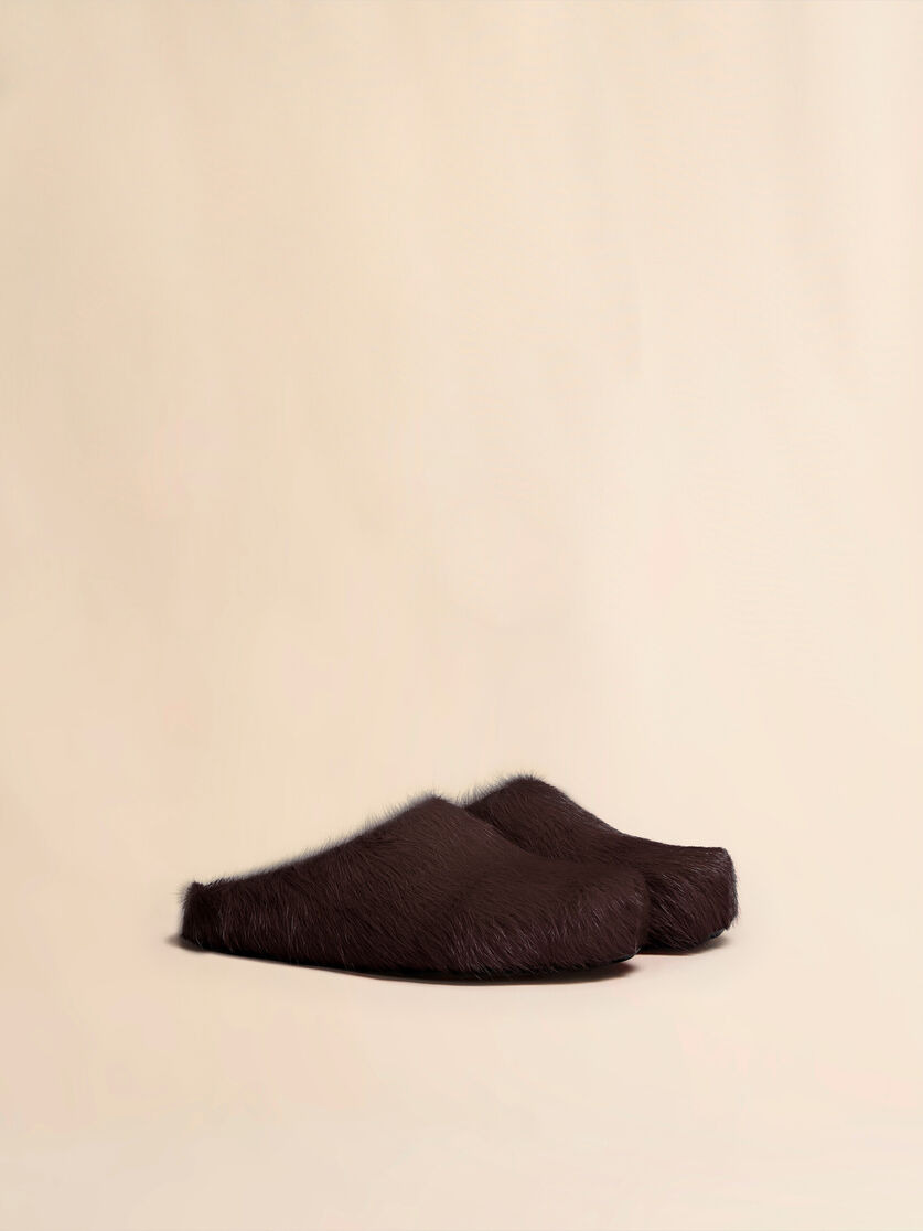 BROWN LONG HAIRCALFSKIN FUSSBETT SABOT - 2