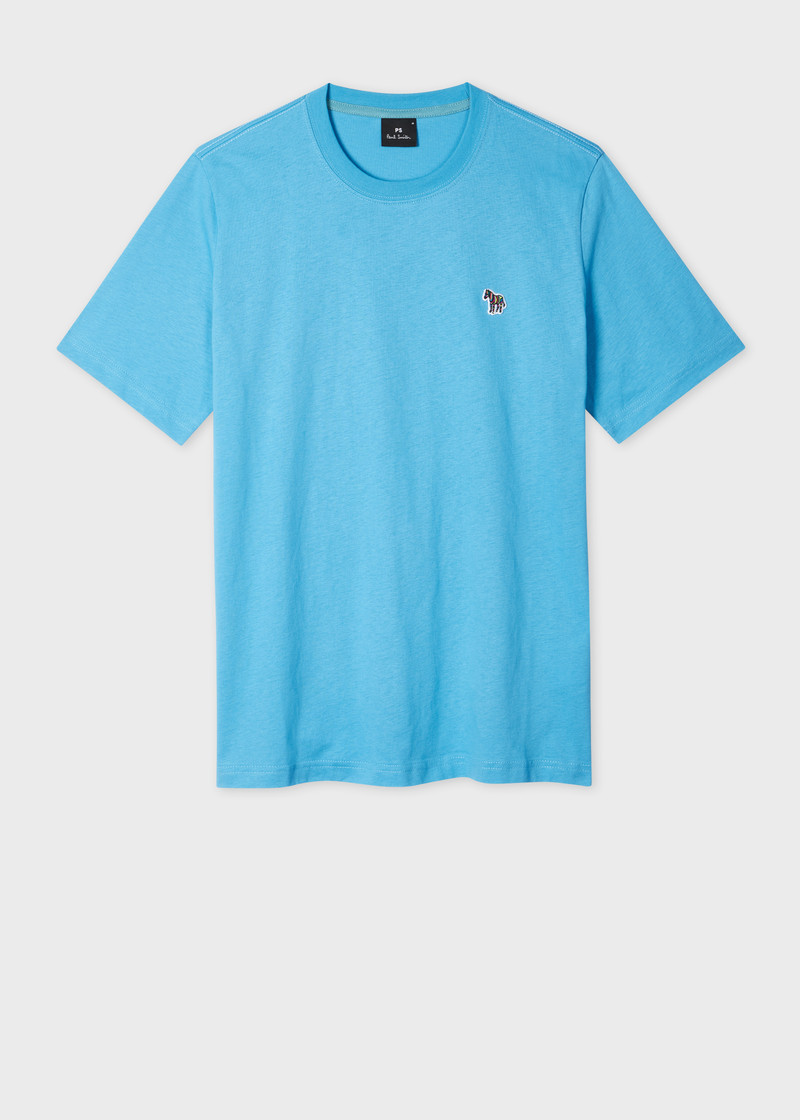 Mid Blue Organic Cotton Zebra Logo T-Shirt 1