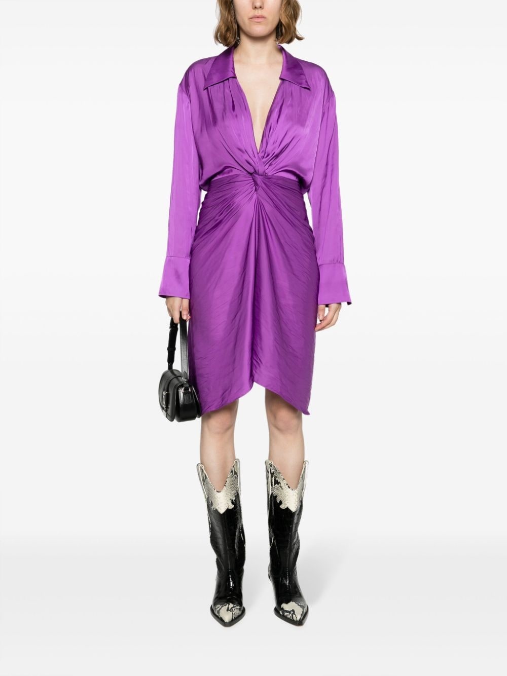 Rozo knot-detail satin midi dress - 2