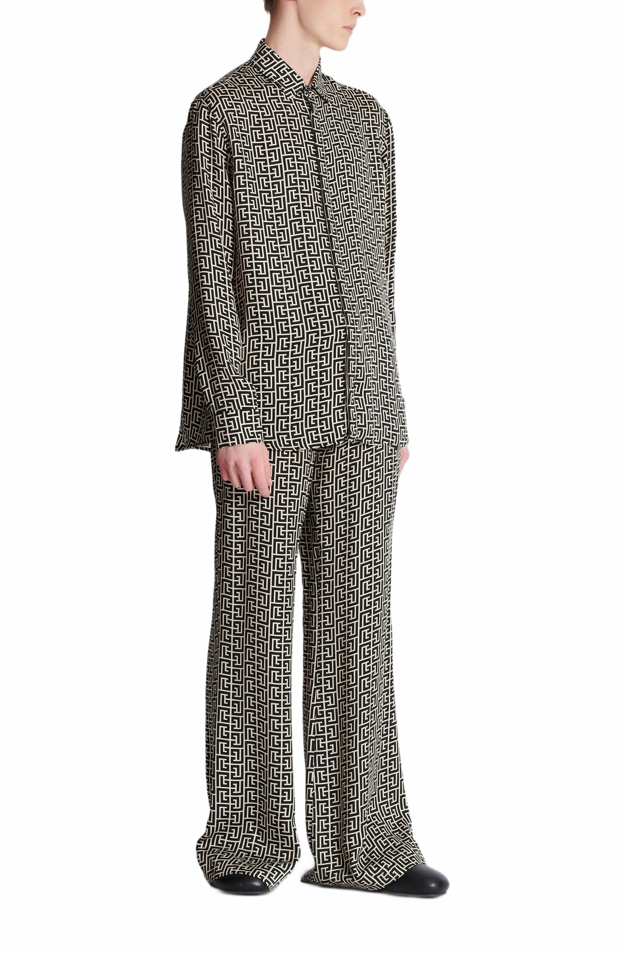 Balmain Monogrammed flowing shirt in Black at Nordstrom - 2