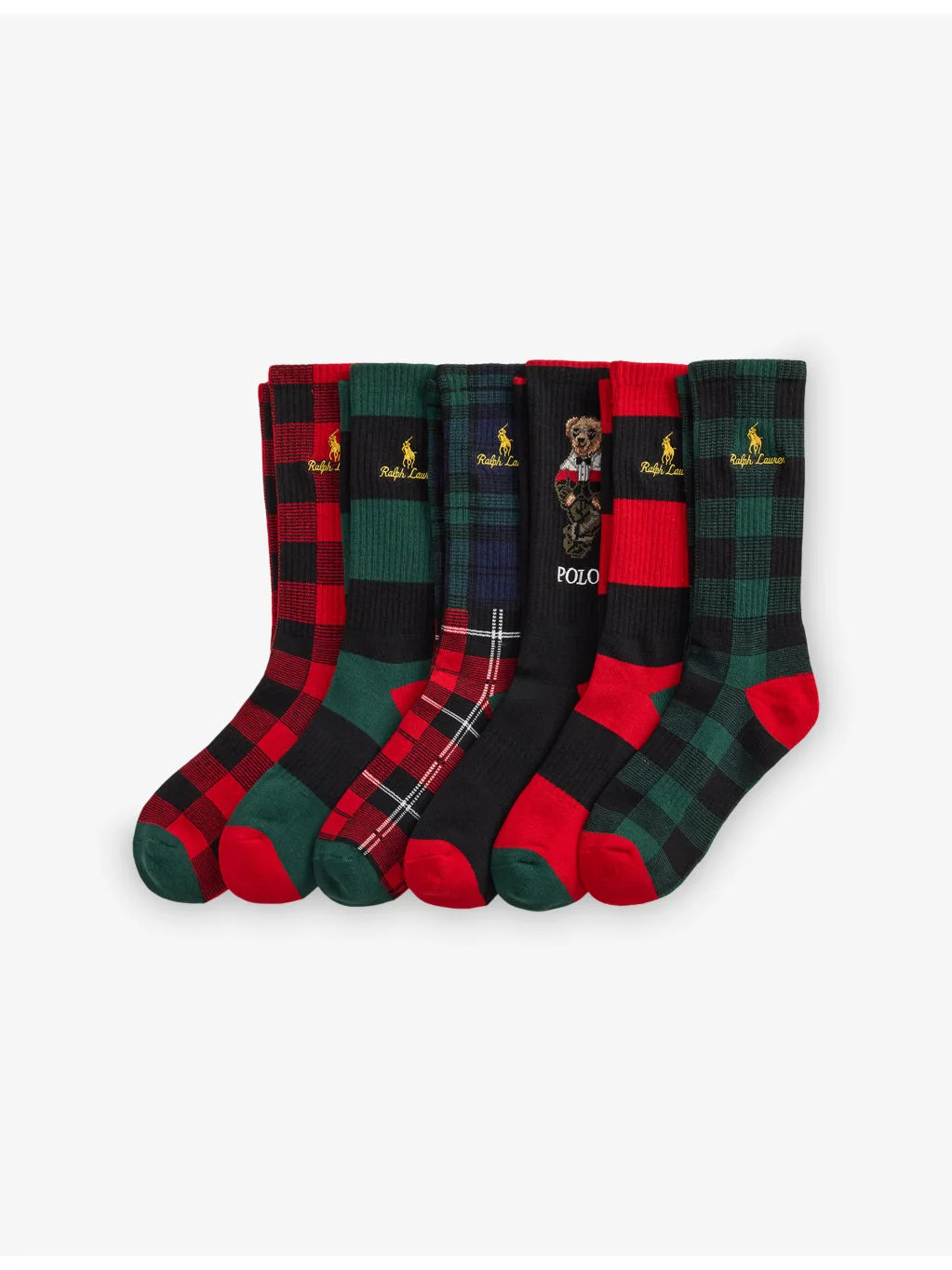 Polo Bear Cotton-Blend Crew Socks Pack of Six - 1