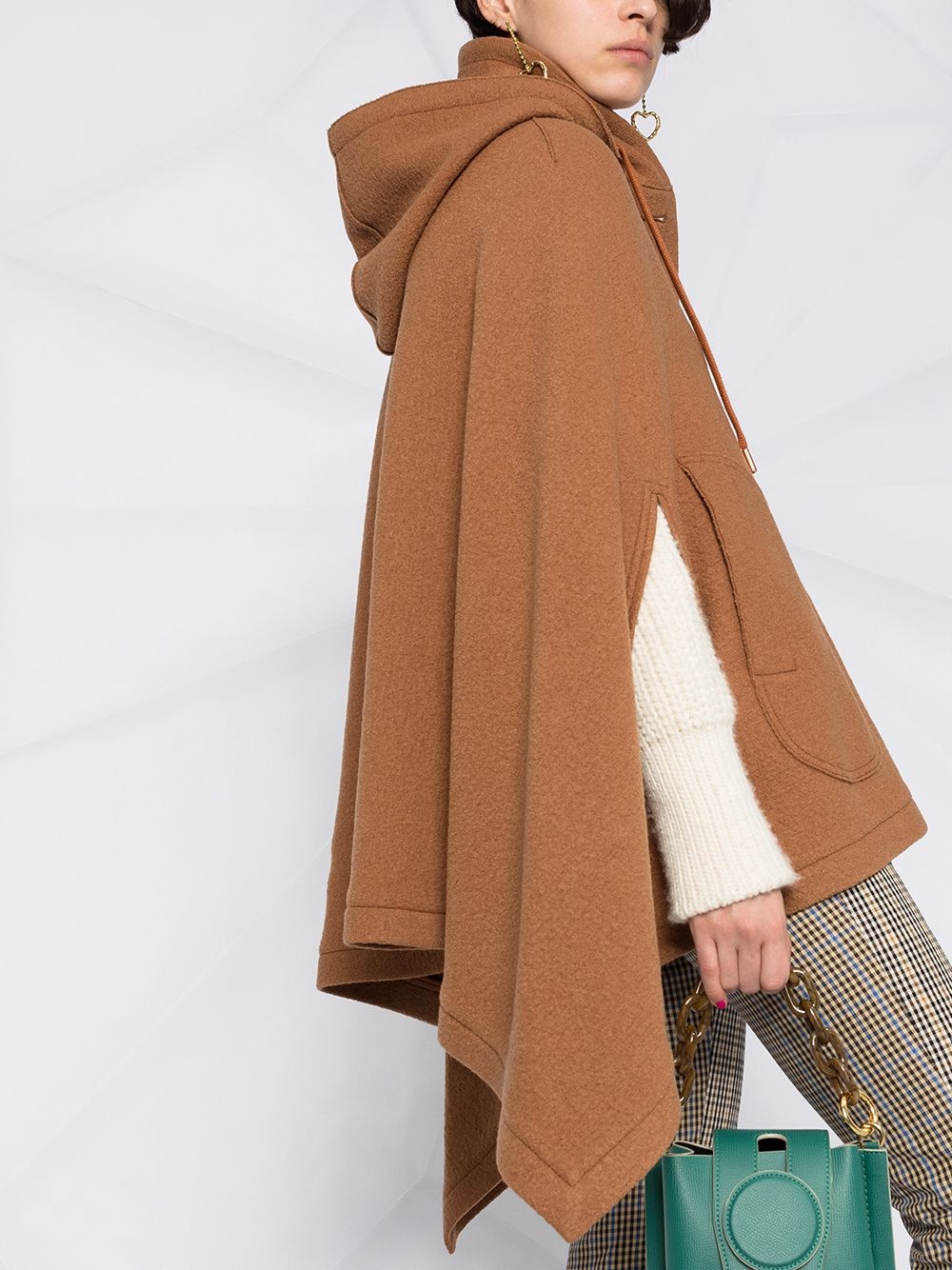 hooded wool cape coat - 3