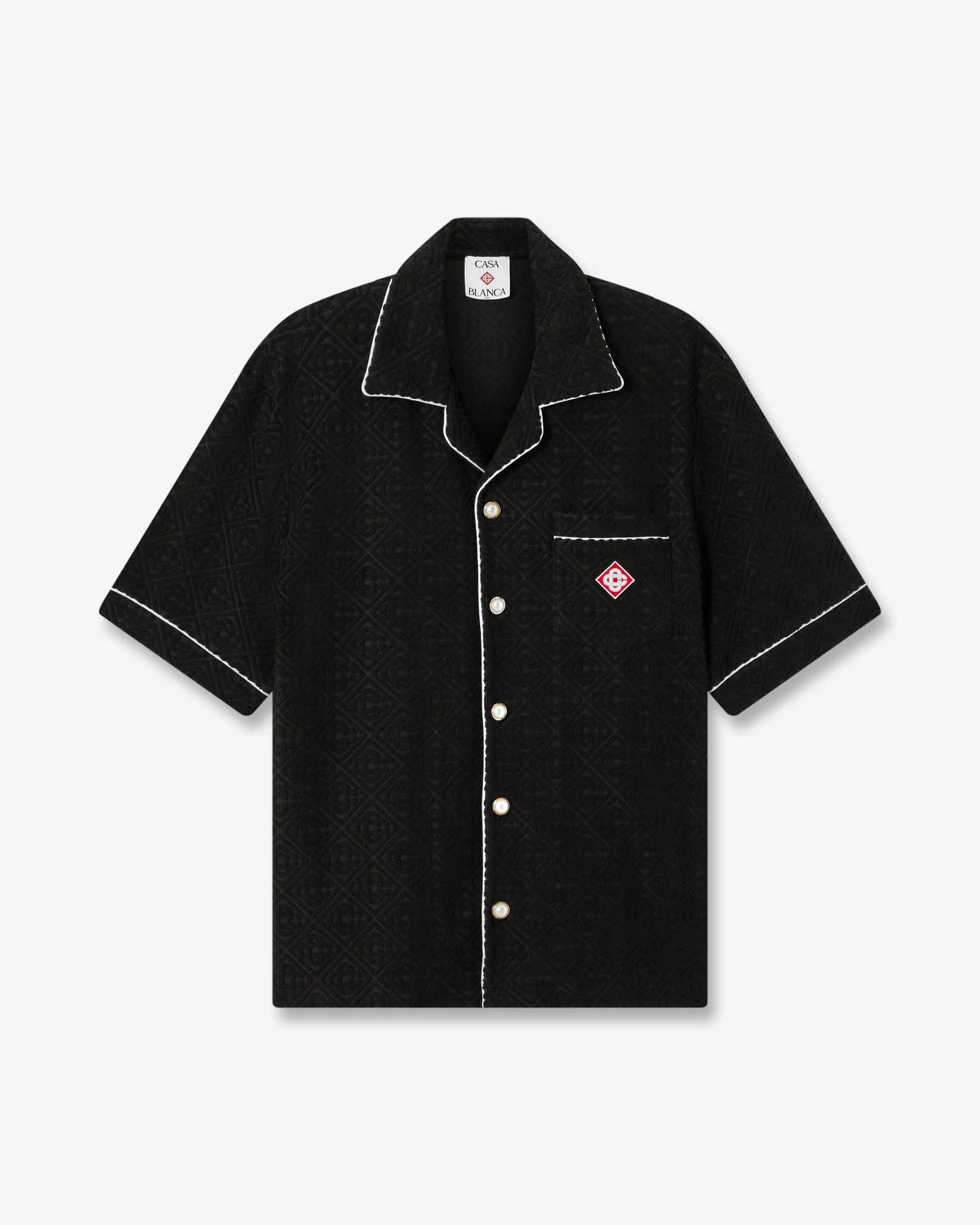 Black Towelling Monogram Short Sleeve Shirt | Casablanca Paris - 1