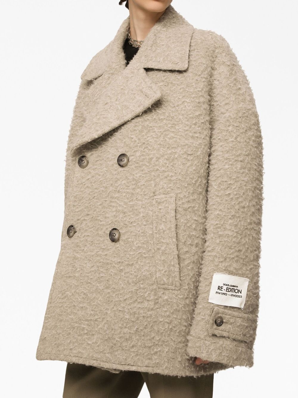 double-breasted brushed peacoat - 5