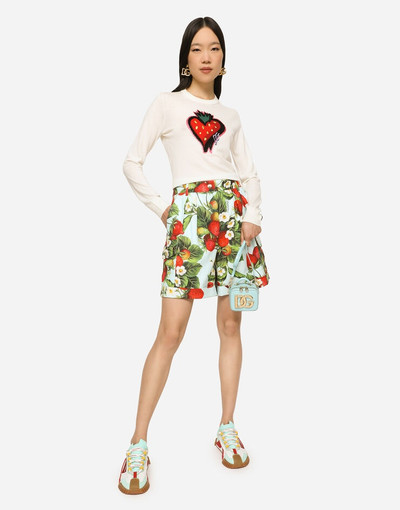 Dolce & Gabbana Strawberry-print drill shorts outlook