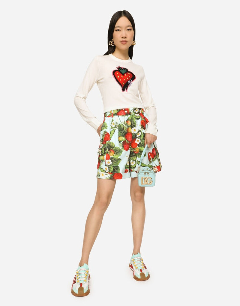 Dolce & Gabbana Strawberry-print drill shorts outlook