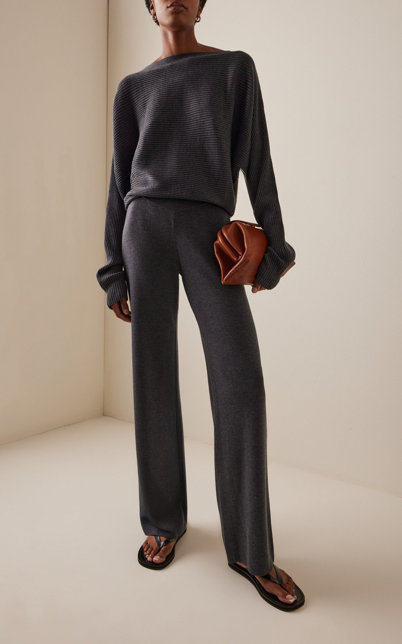 AYA MUSE Rye Knit Wool-Silk Pants grey outlook