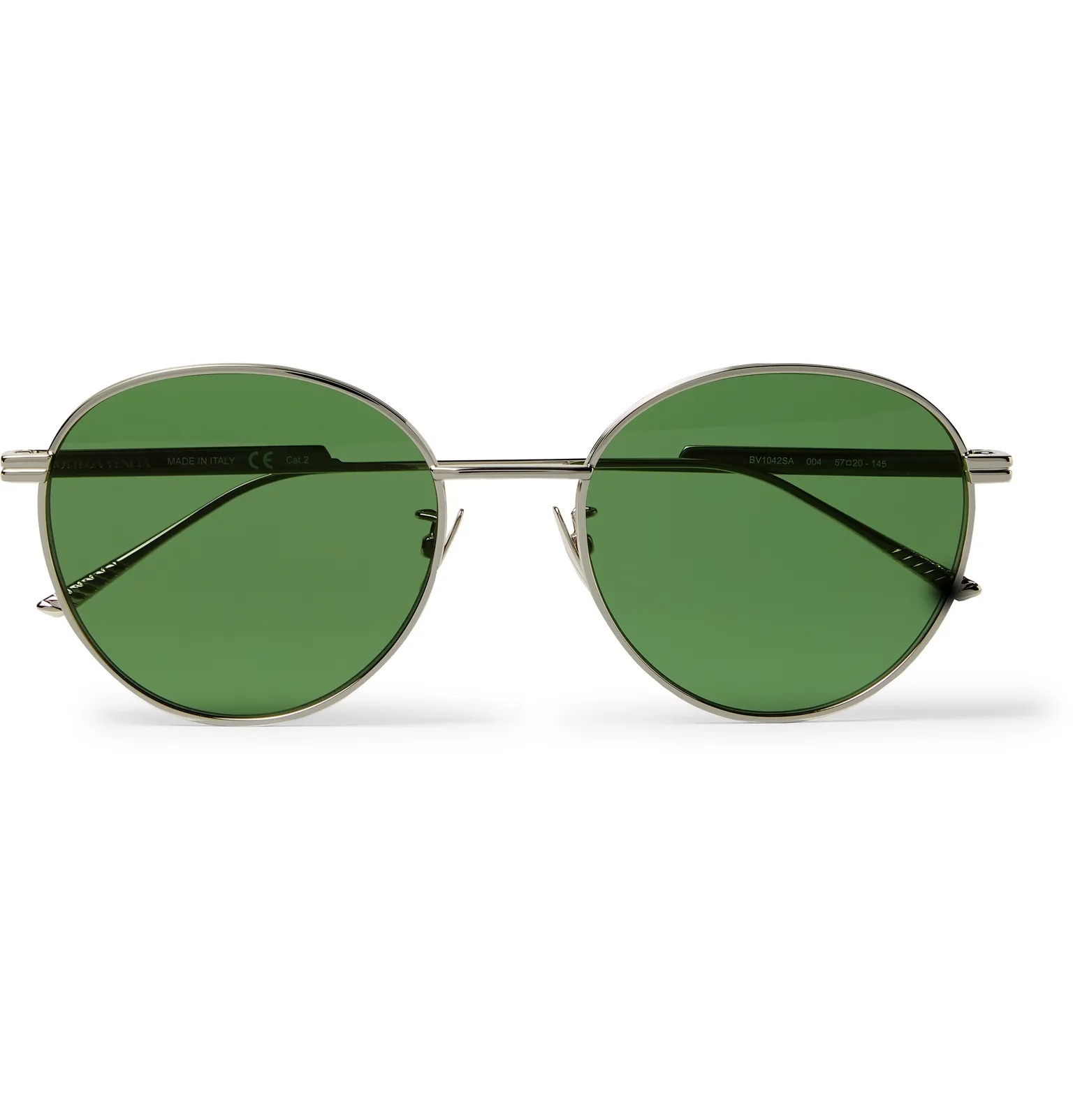 Round-Frame Silver-Tone Metal Sunglasses - 1