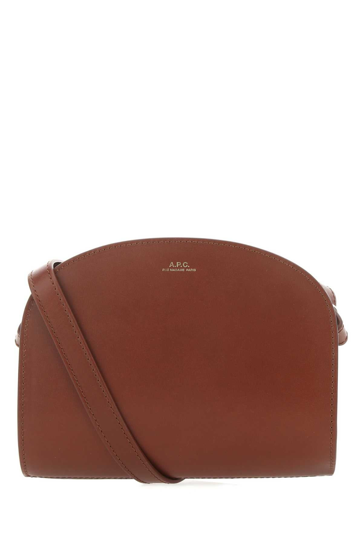 A.P.C. Women Caramel Leather Mini Demi Lune Shoulder Bag - 1