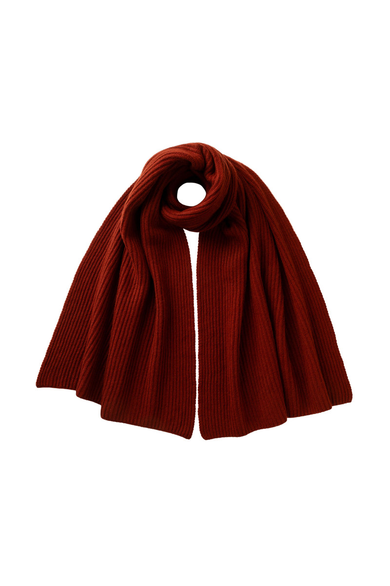 Cardigan Stitch Red Cashmere Scarf 1