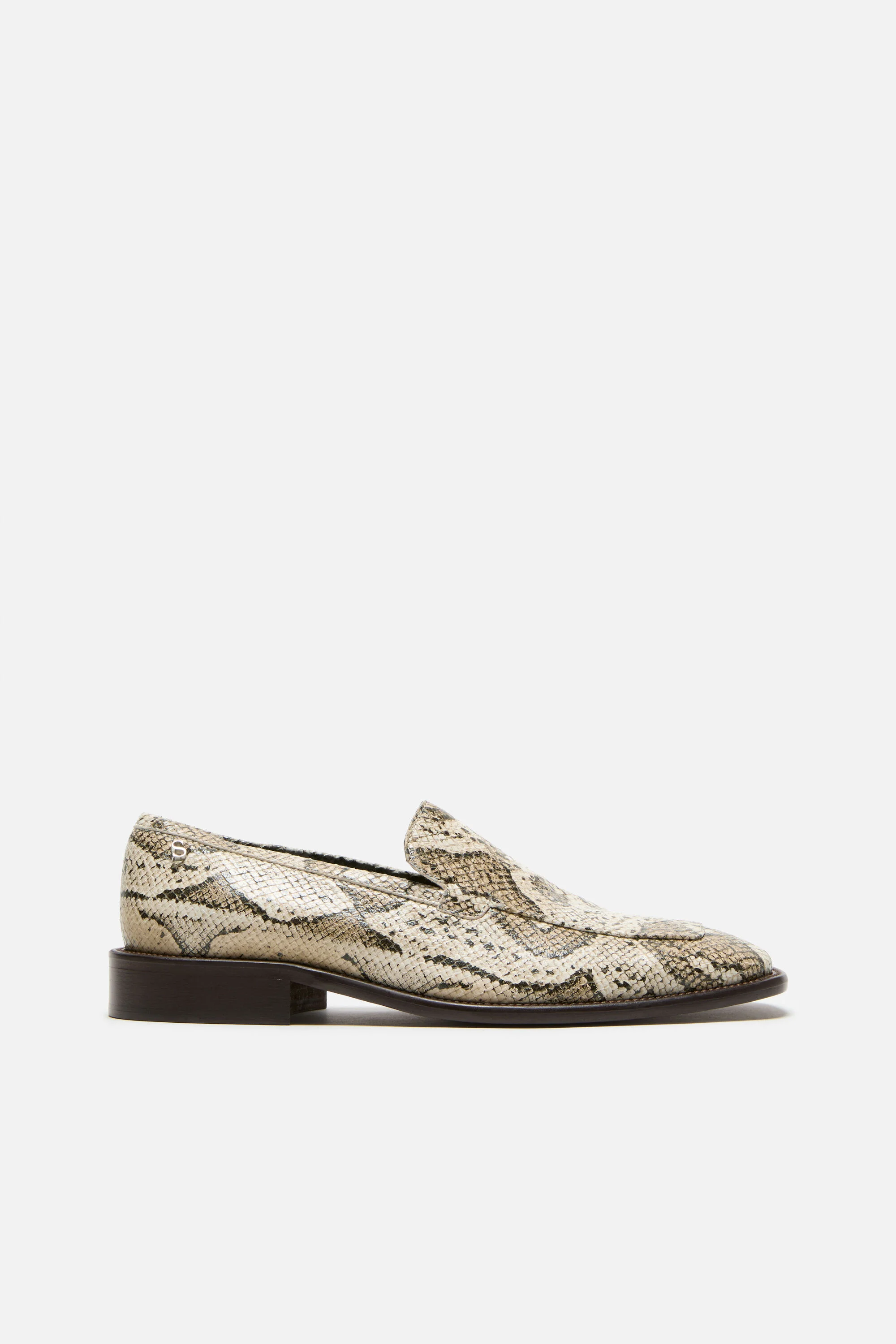 Snake‑print leather loafers - Beige - 1