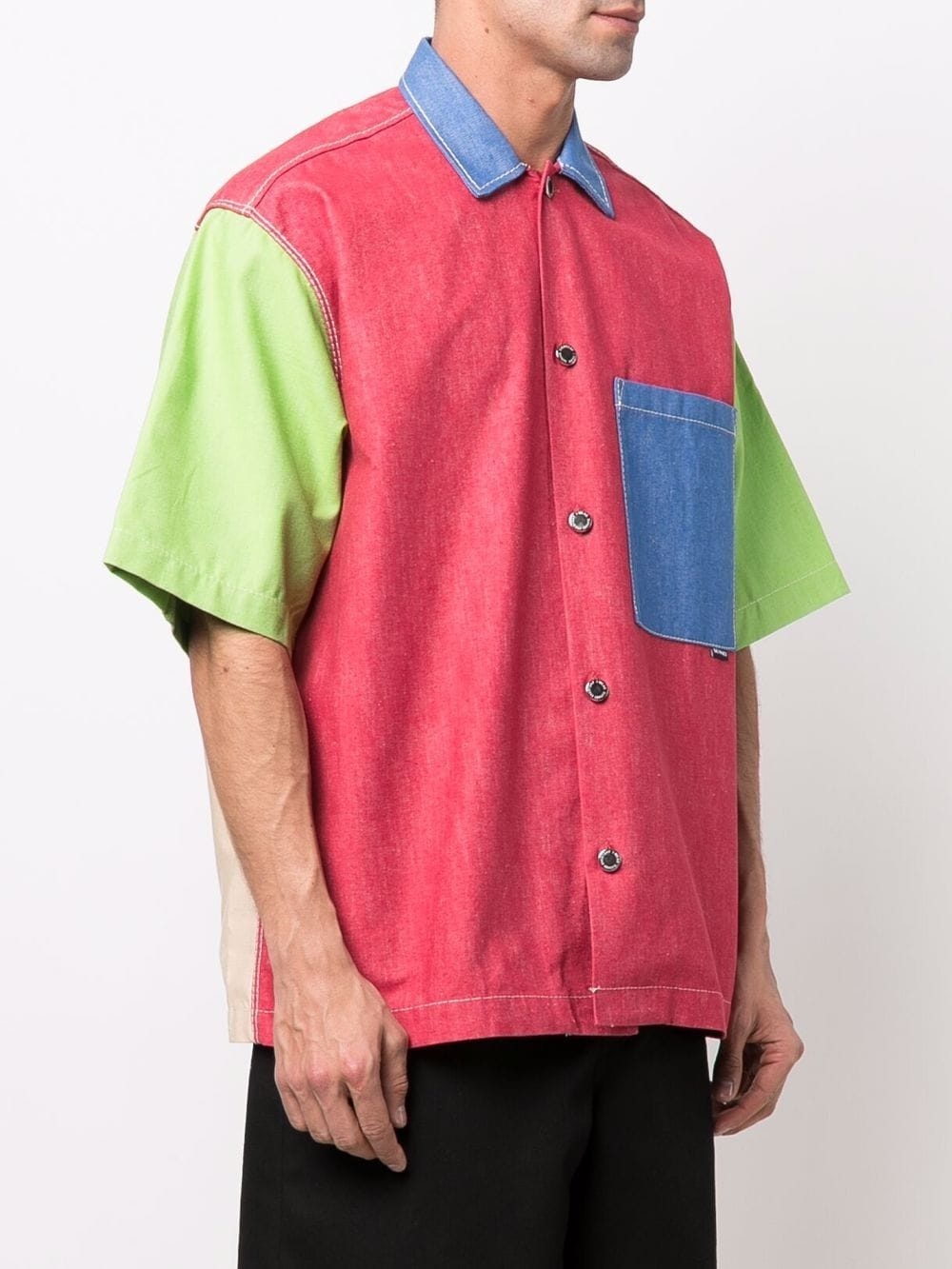 short sleeved colour-block shirt - 3