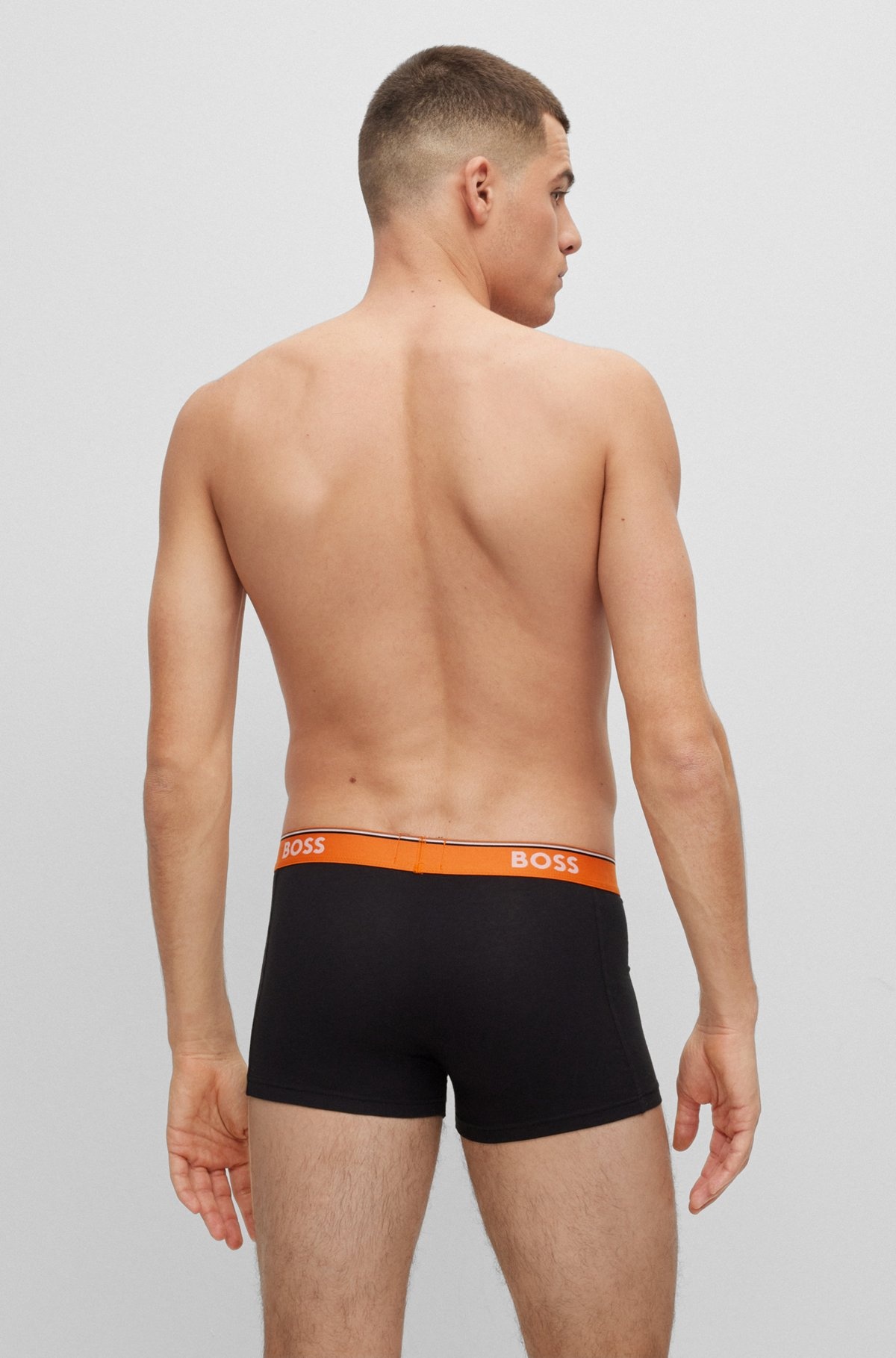 THREE-PACK OF STRETCH-COTTON TRUNKS WITH LOGO WAISTBANDS - 3
