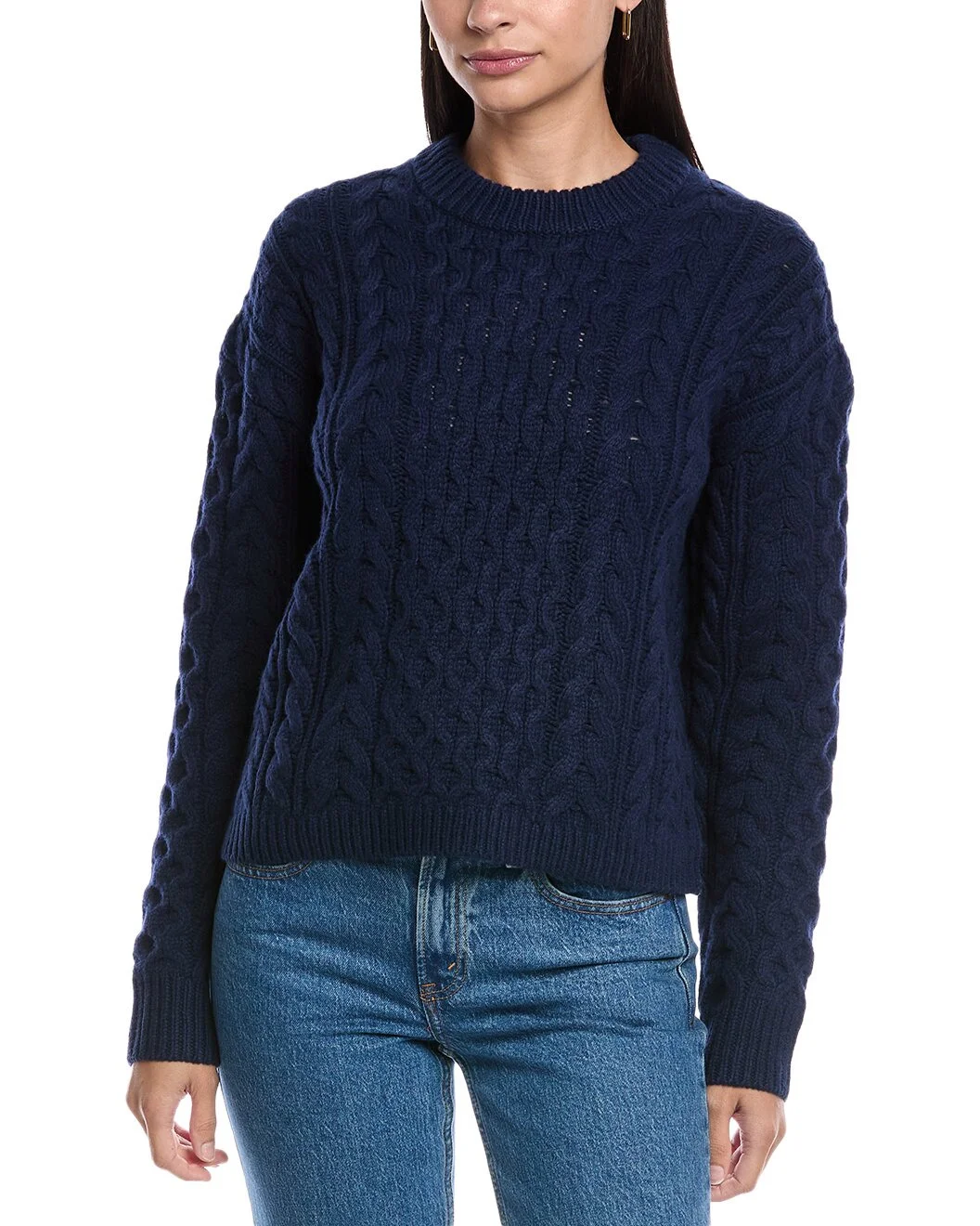 Theory Wool & Cashmere-Blend Aran Crewneck Sweater - 1