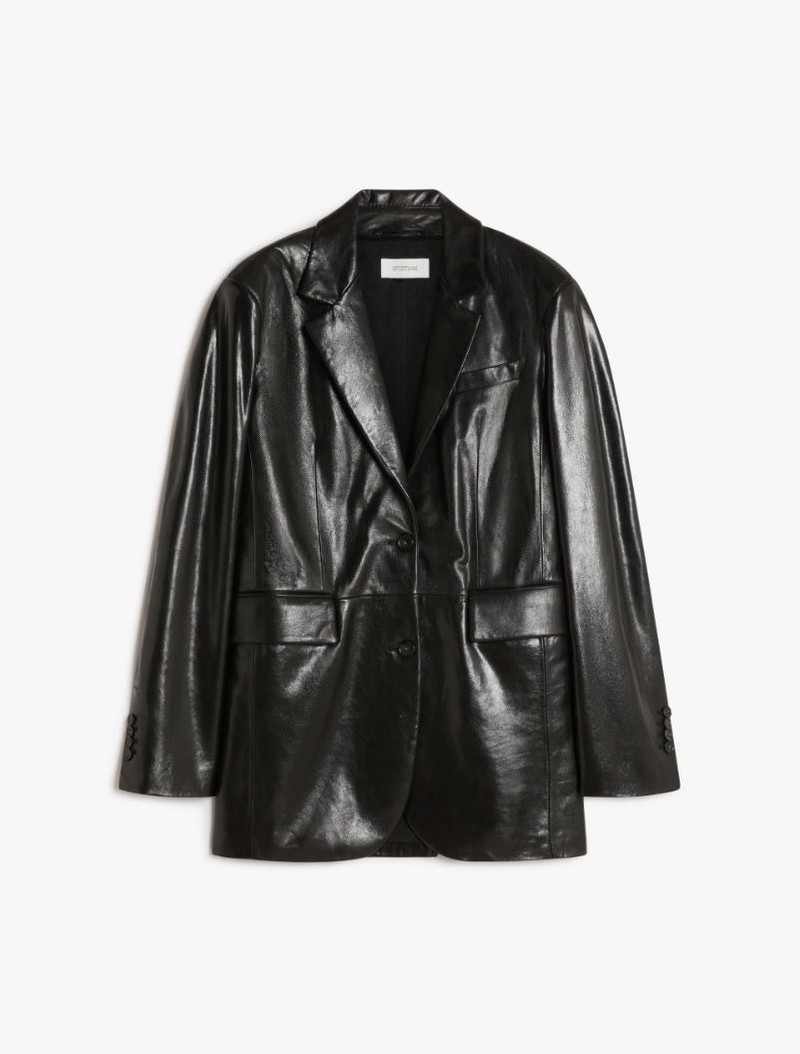 Long nappa-leather blazer 1