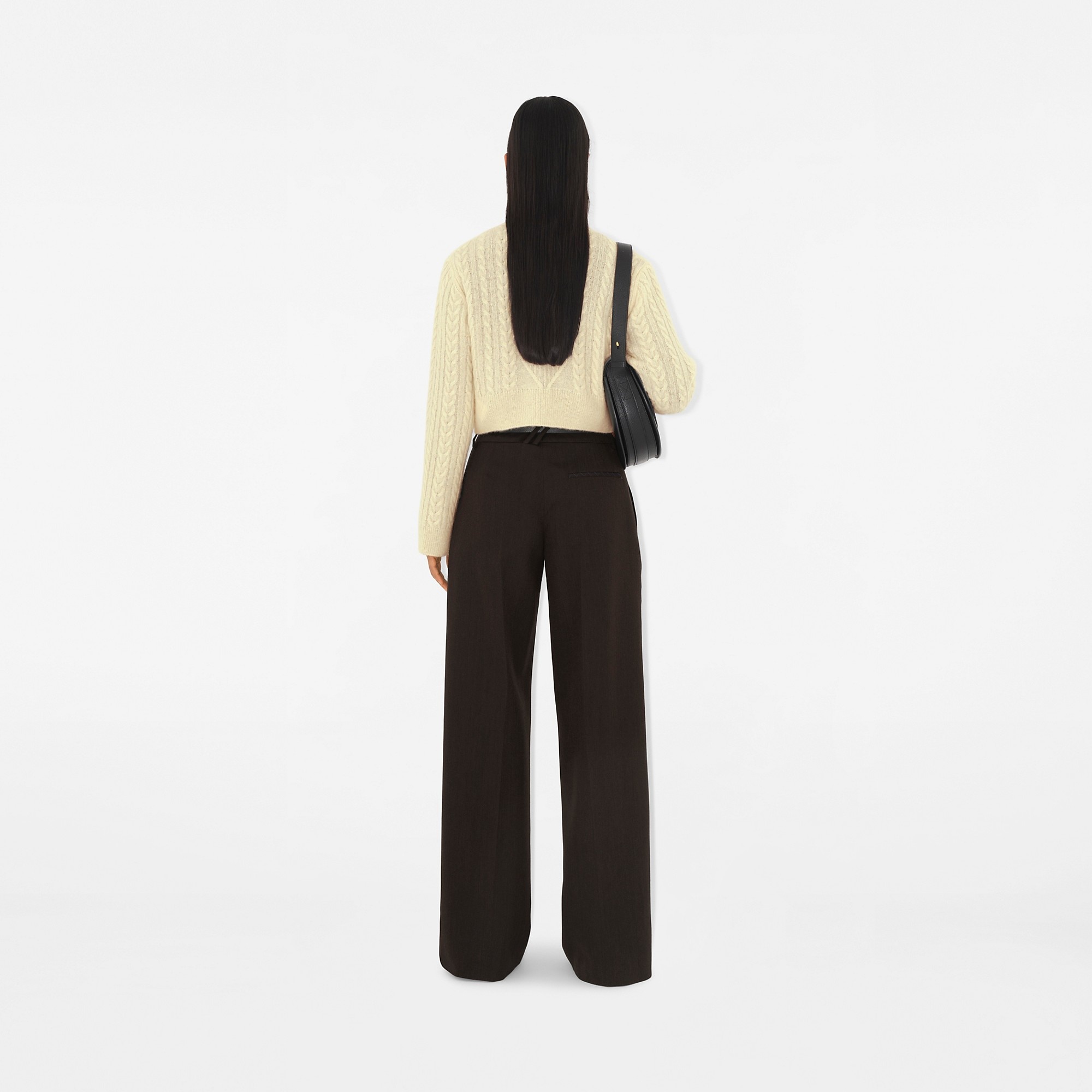 Cropped Aran Wool Blend Cardigan - 4