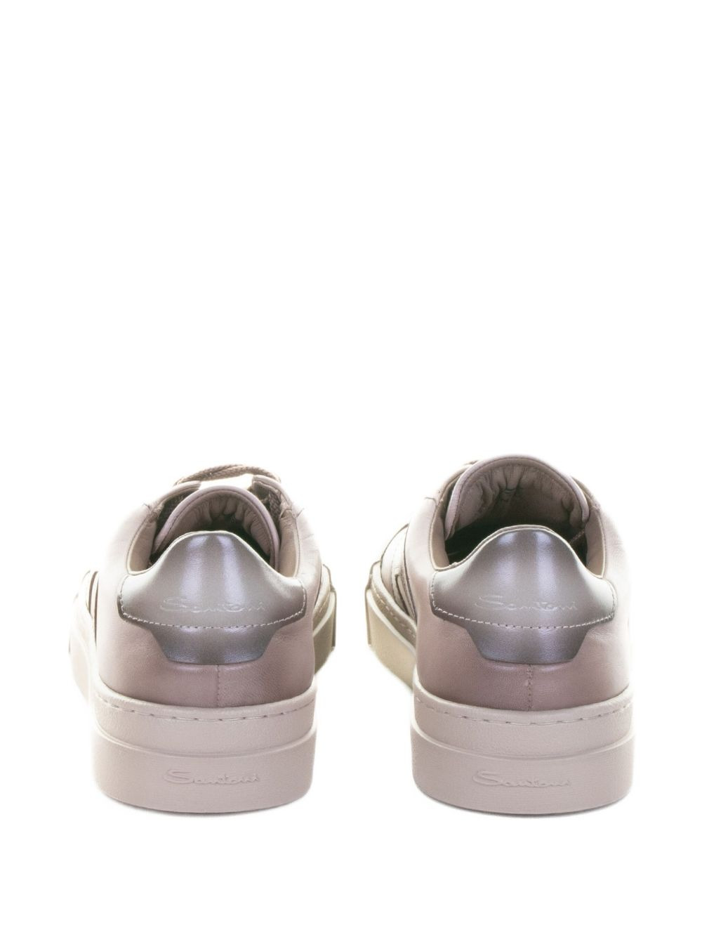 panelled leather sneakers - 3