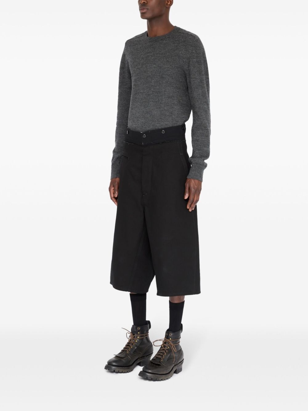 raw-edge drop-crotch shorts - 4