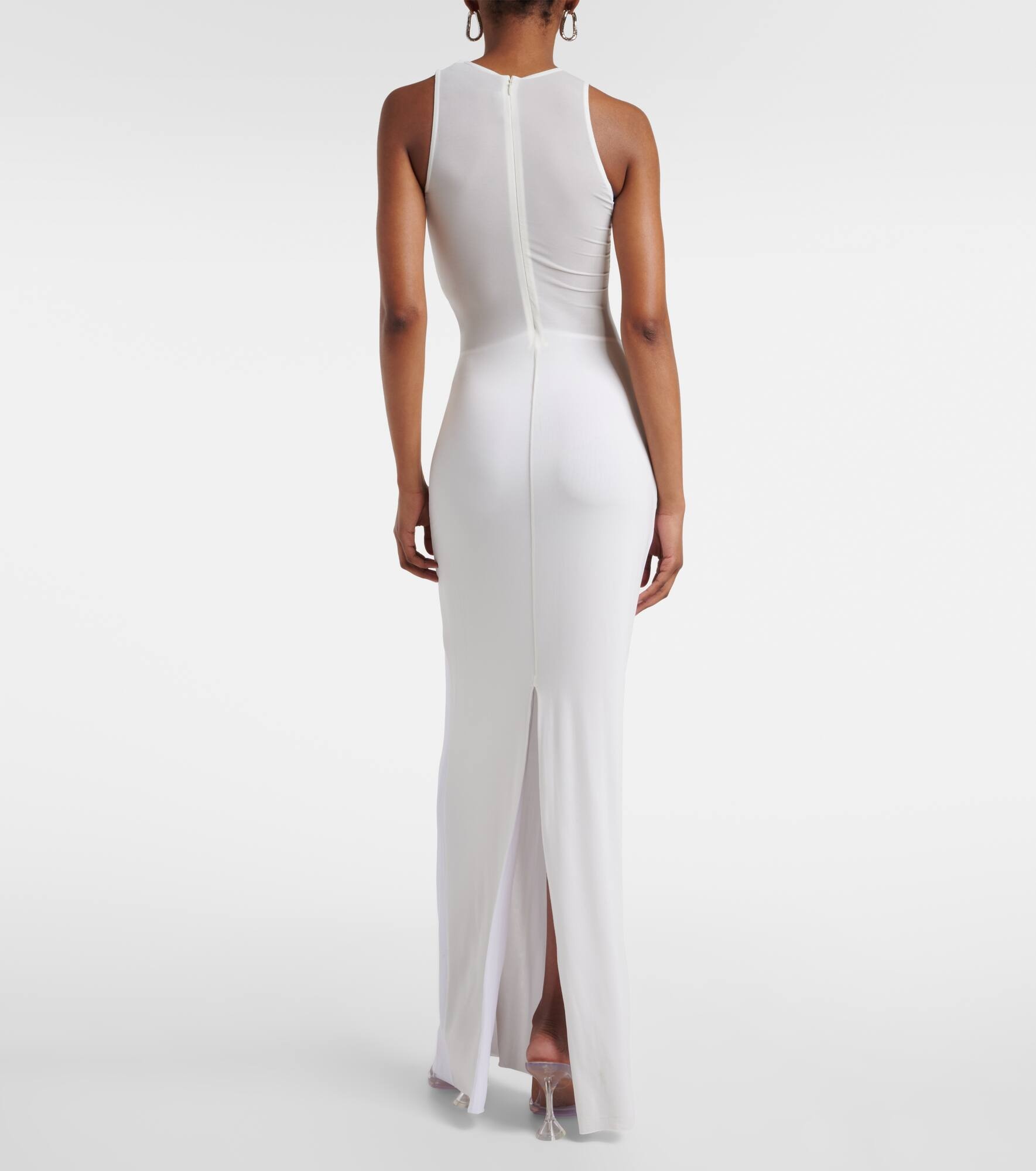 Paneled semi-sheer tulle maxi dress - 3