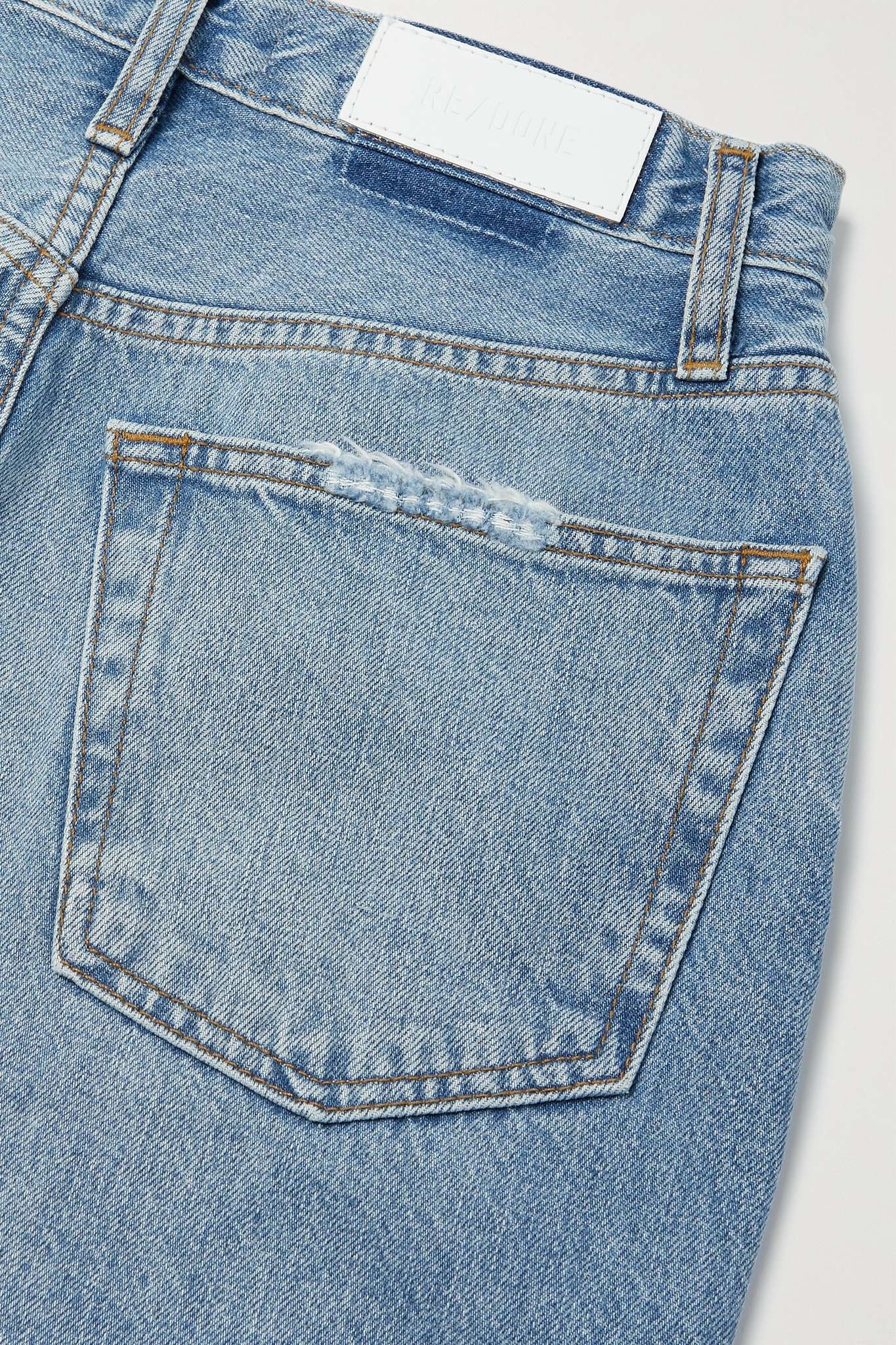 70s High Rise Stove Pipe distressed straight-leg jeans - 6