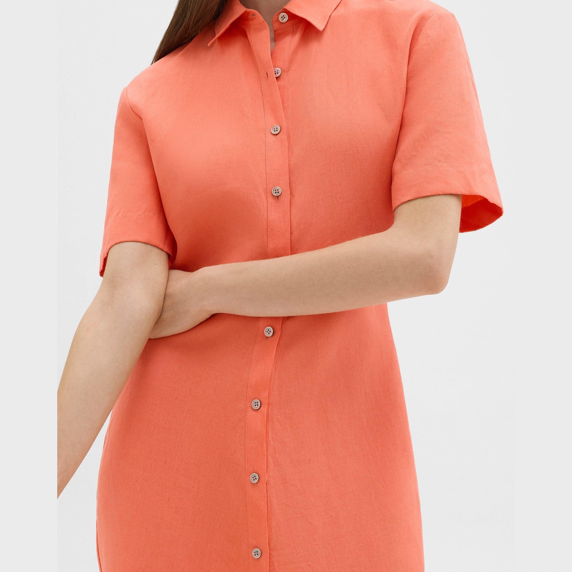 Short-Sleeve Shirt Dress in Galena Linen - 5
