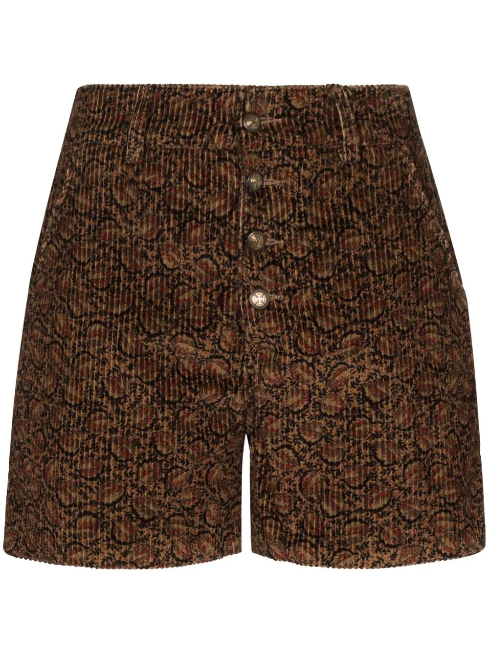 tapestry-print corduroy shorts - 1