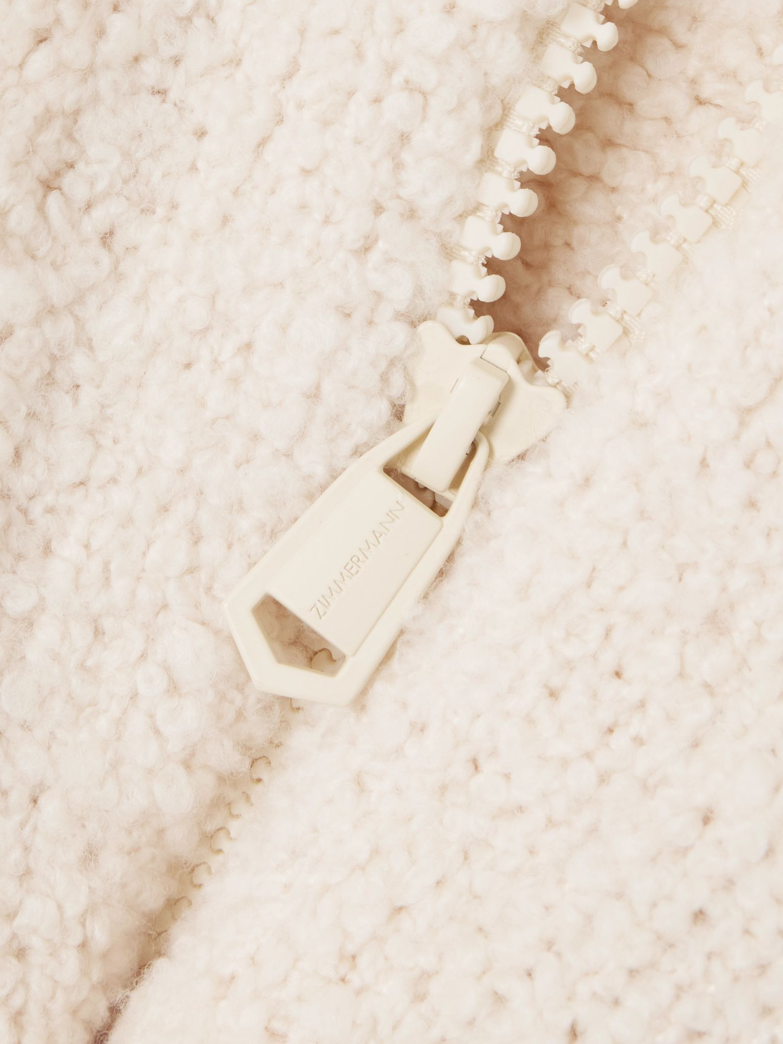 Wool-blend bouclé-knit cardigan Cream - 4