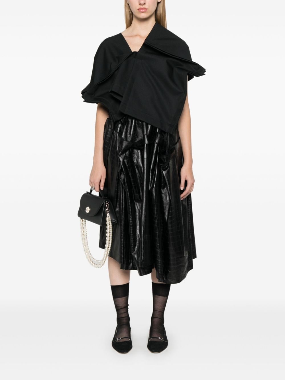 crocodile-embossed midi skirt - 2