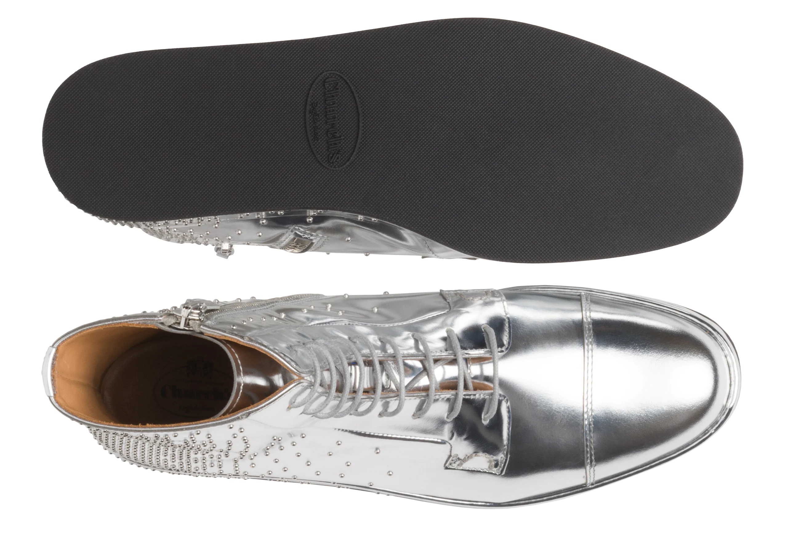 Alexandra k
Mirror Calf Leather Lace-up Boot Stud Silver - 3