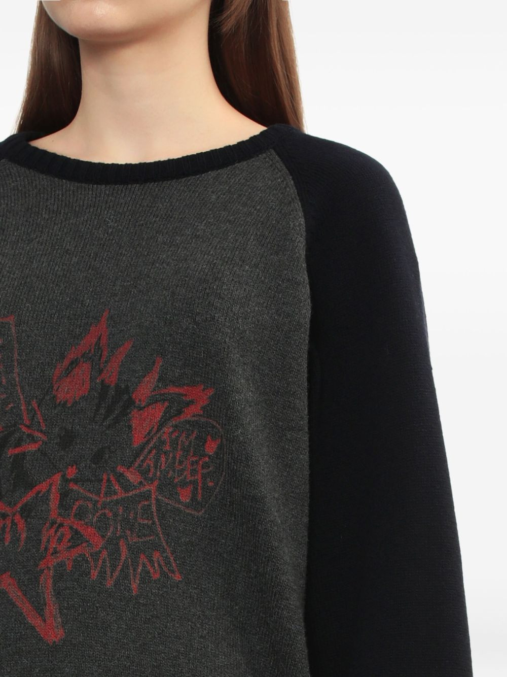 raglan-sleeve graphic-print sweater - 5