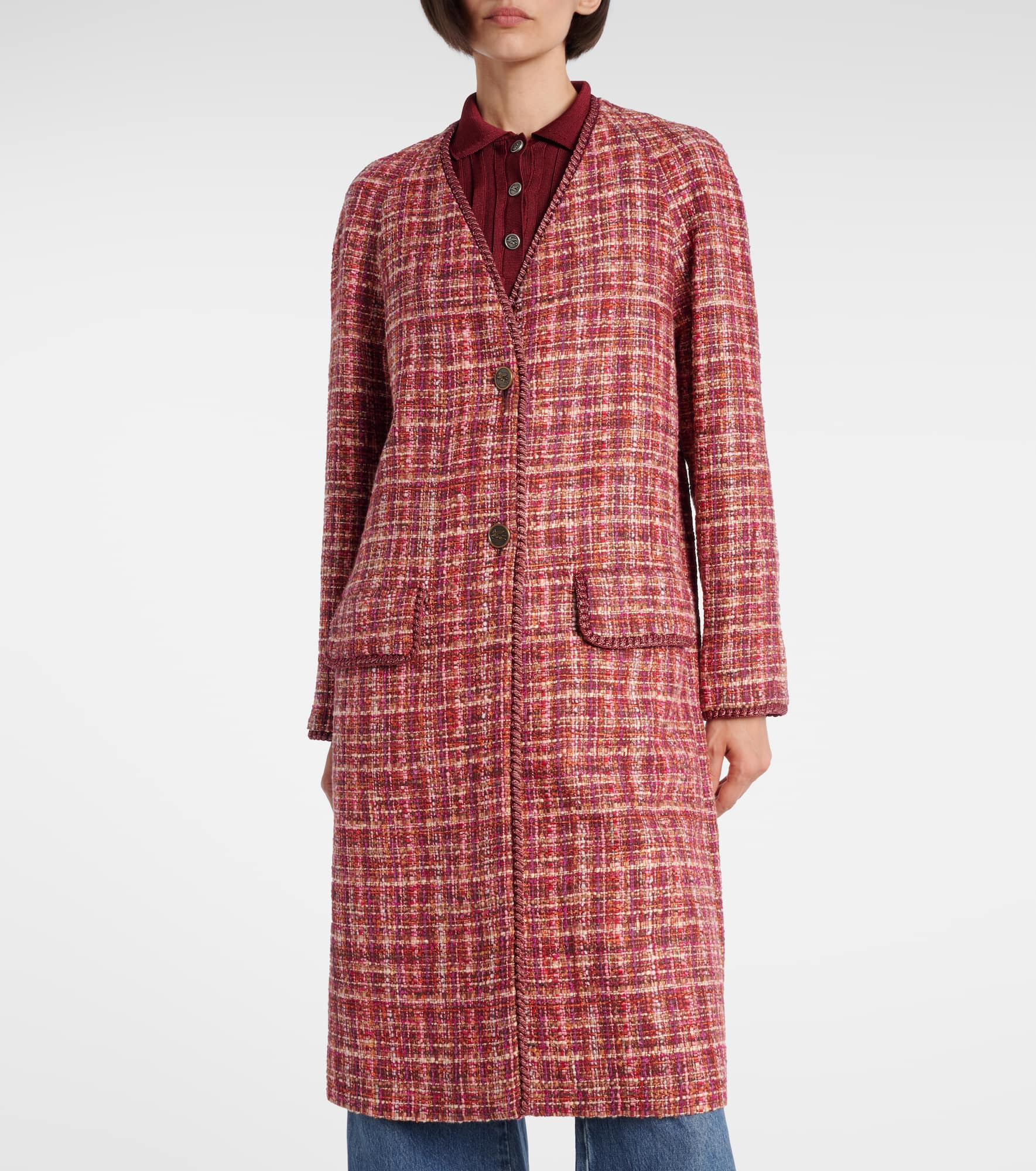 Checked cotton and wool-blend coat - 6