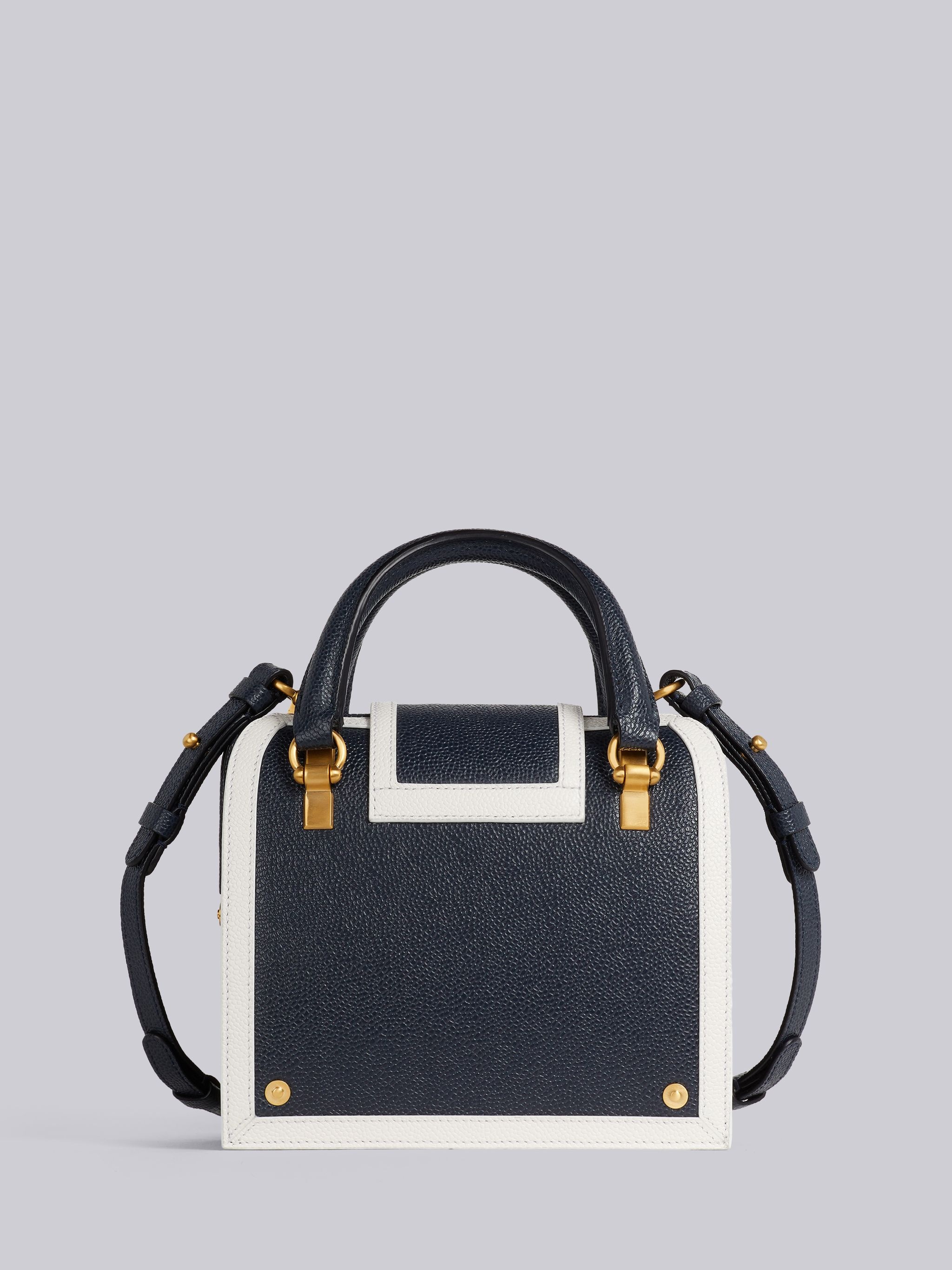 Navy Pebble Grain Leather Contrast Leather Frame Mrs. Thom Mini Bag - 4