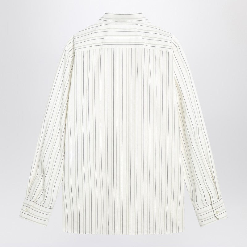 Saint Laurent White Striped Cassandre Shirt In Cotton Men - 2