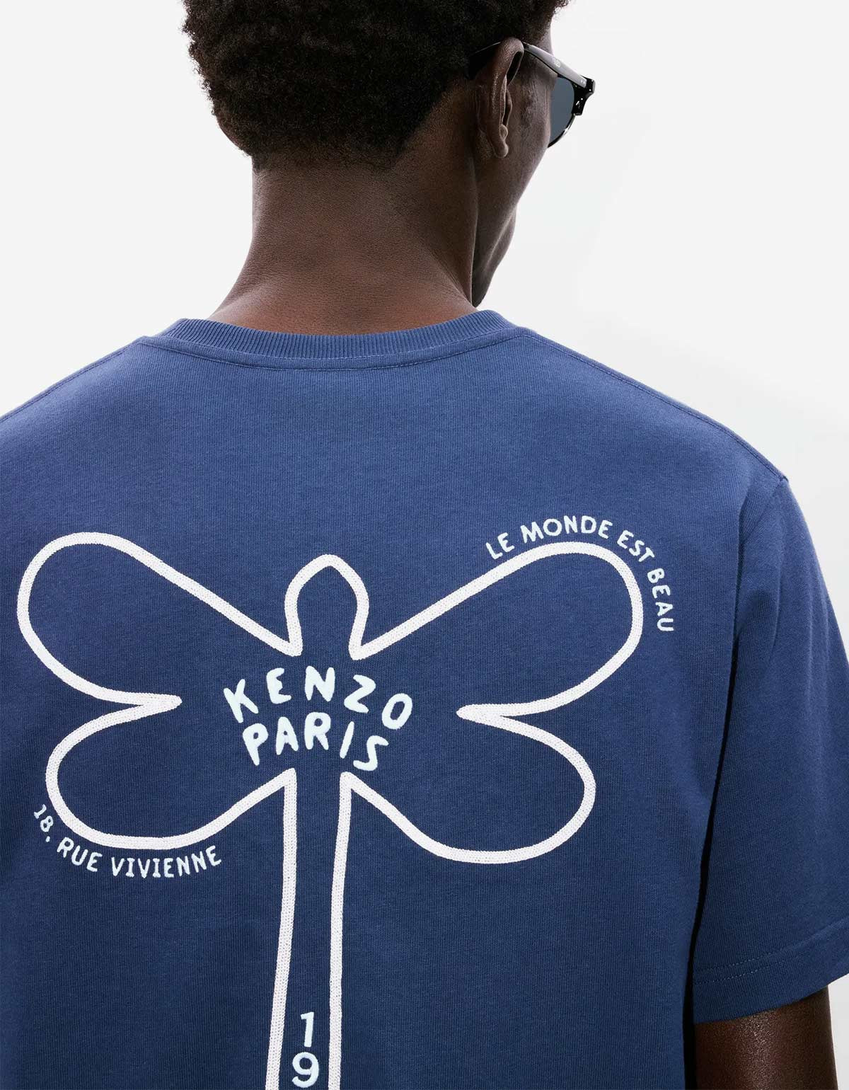 Kenzo Dragonfly Blue Embroidered T-Shirt - 5
