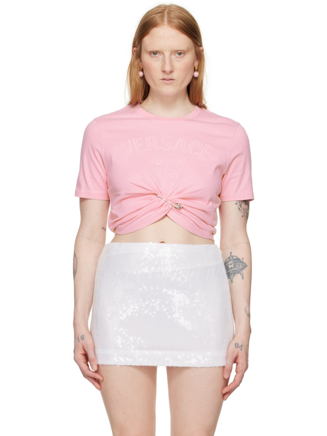 Pink Embroidered T-Shirt - 1