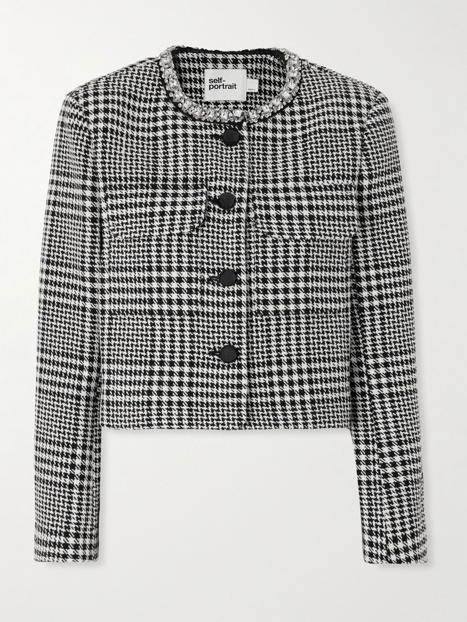 Crystal-embellished houndstooth jacket Gray - 1
