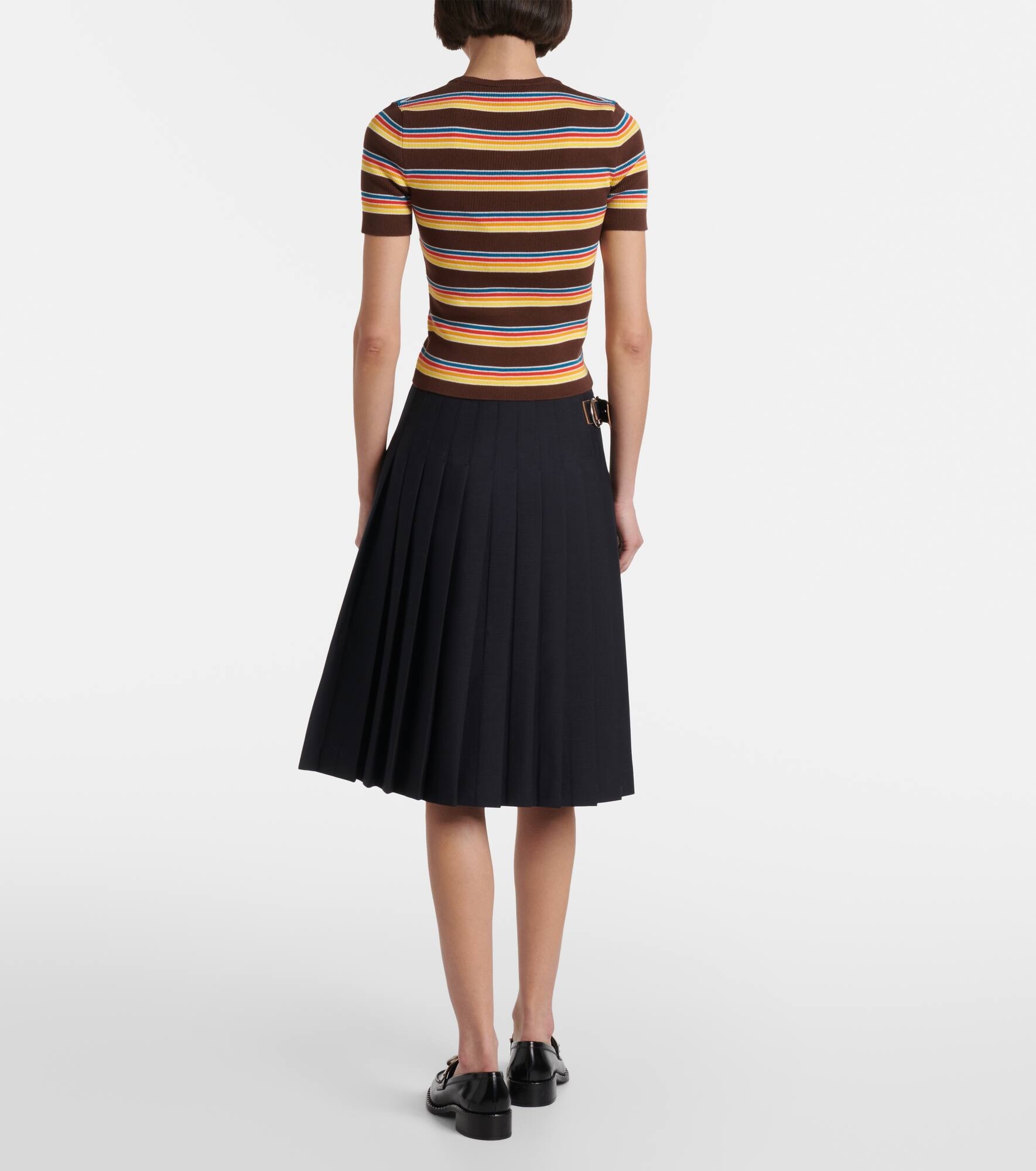 Striped ribbed-knit cotton T-shirt - 3