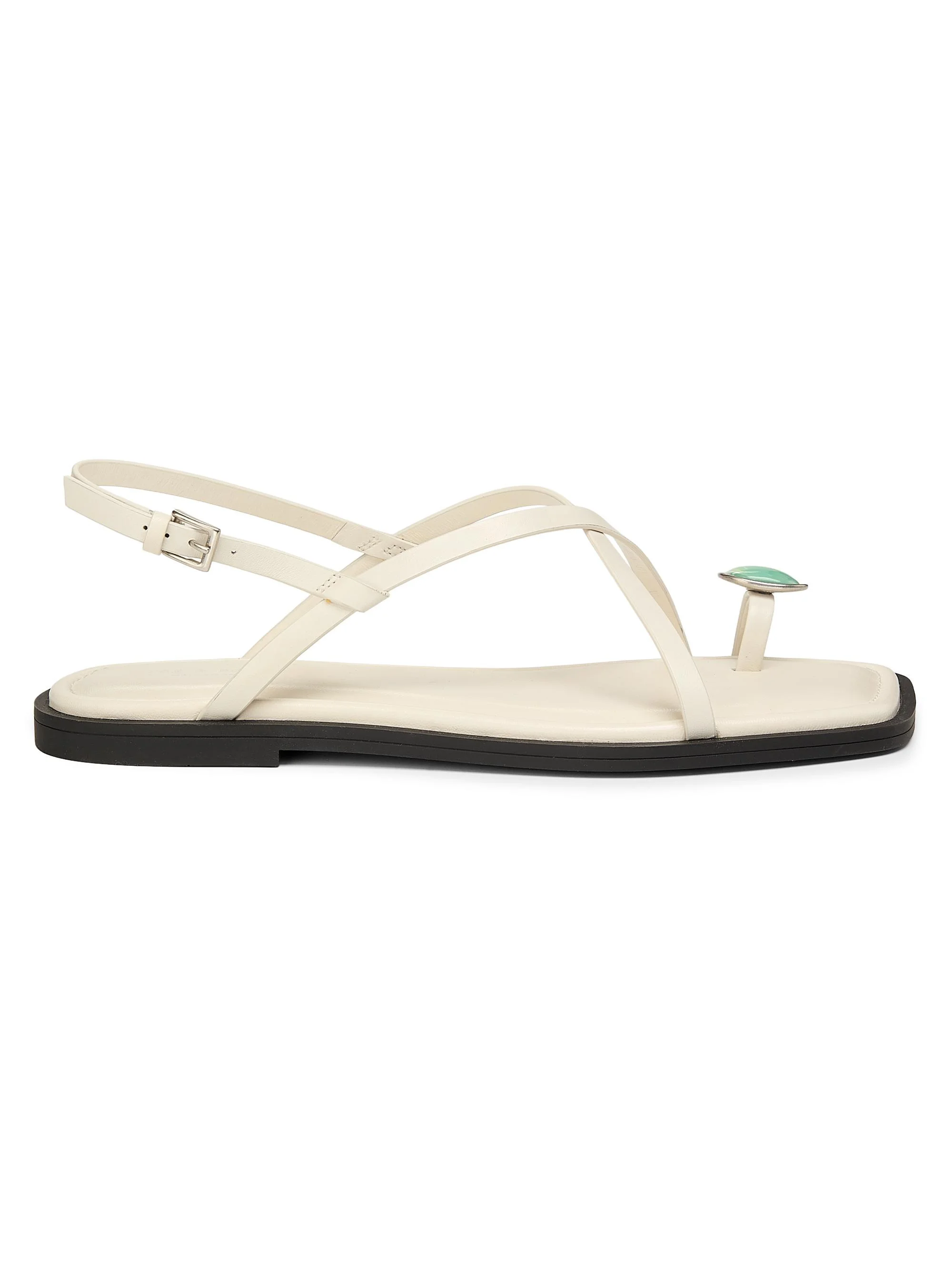 Women's Remi Leather Toe Ring Flat Sandals - Antique White - 1