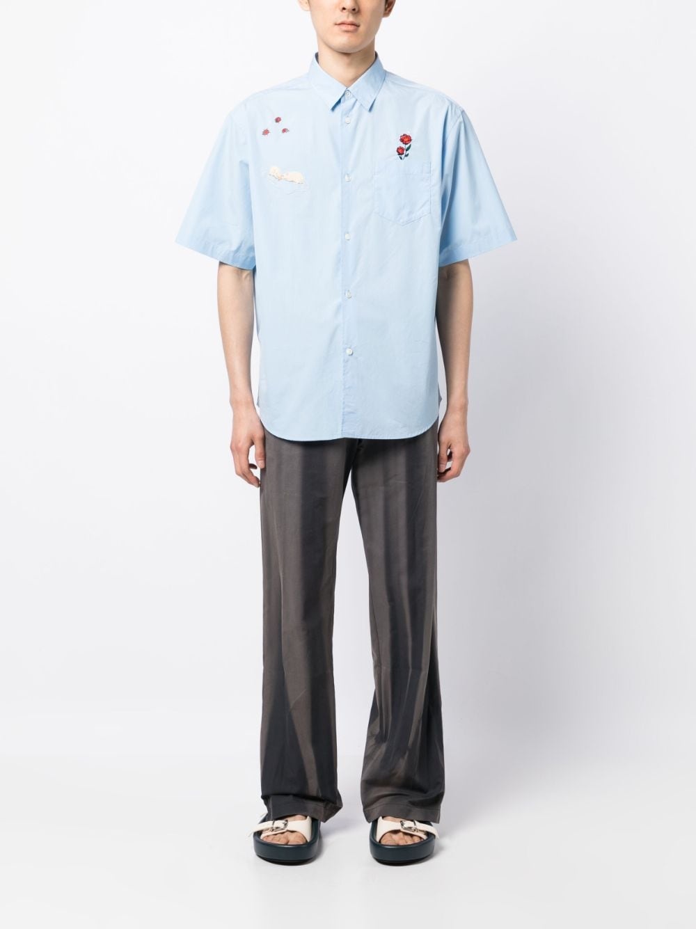 patch-detail cotton shirt - 2