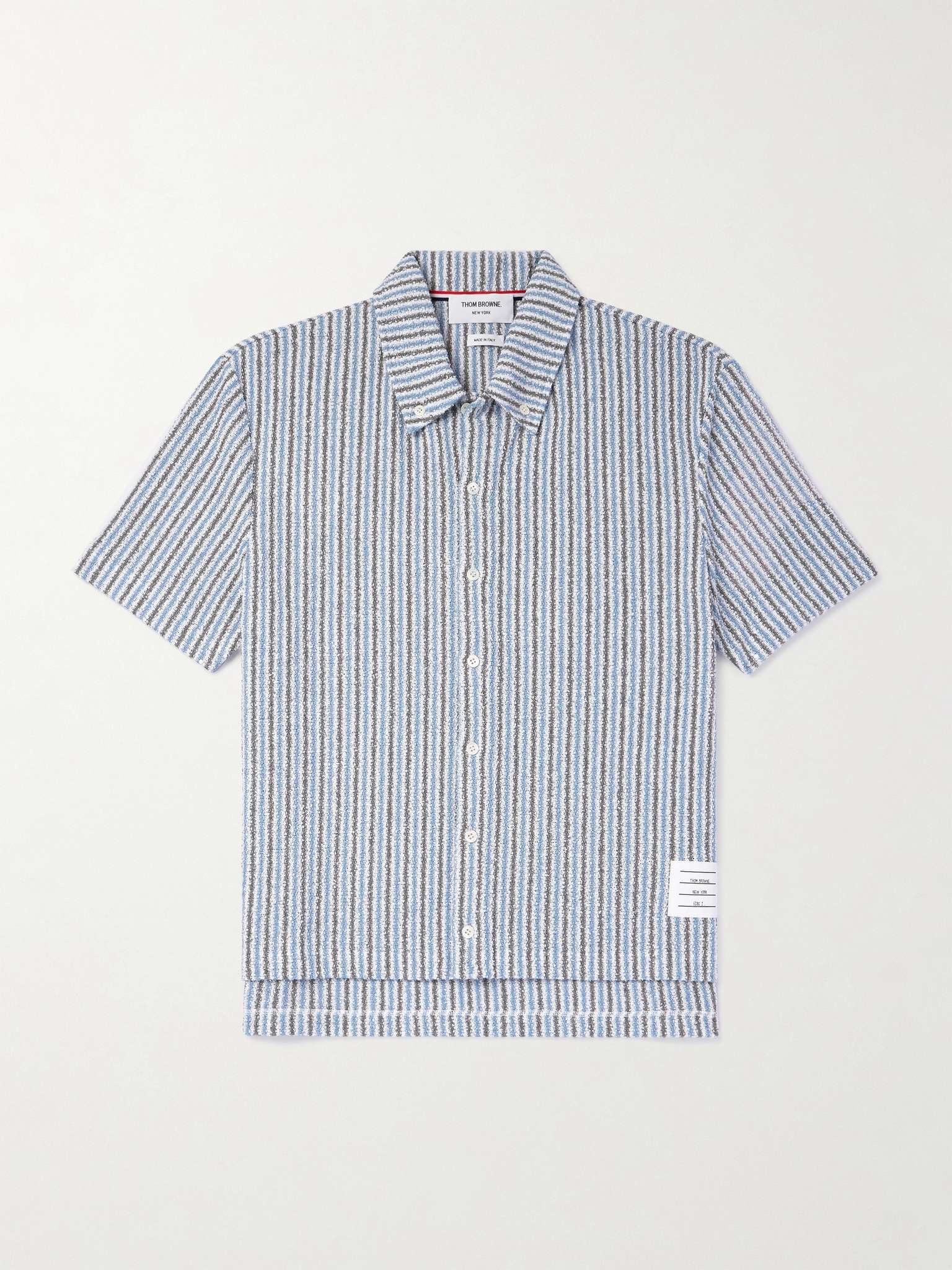 Logo-Appliquéd Striped Cotton-Blend Terry Shirt - 1