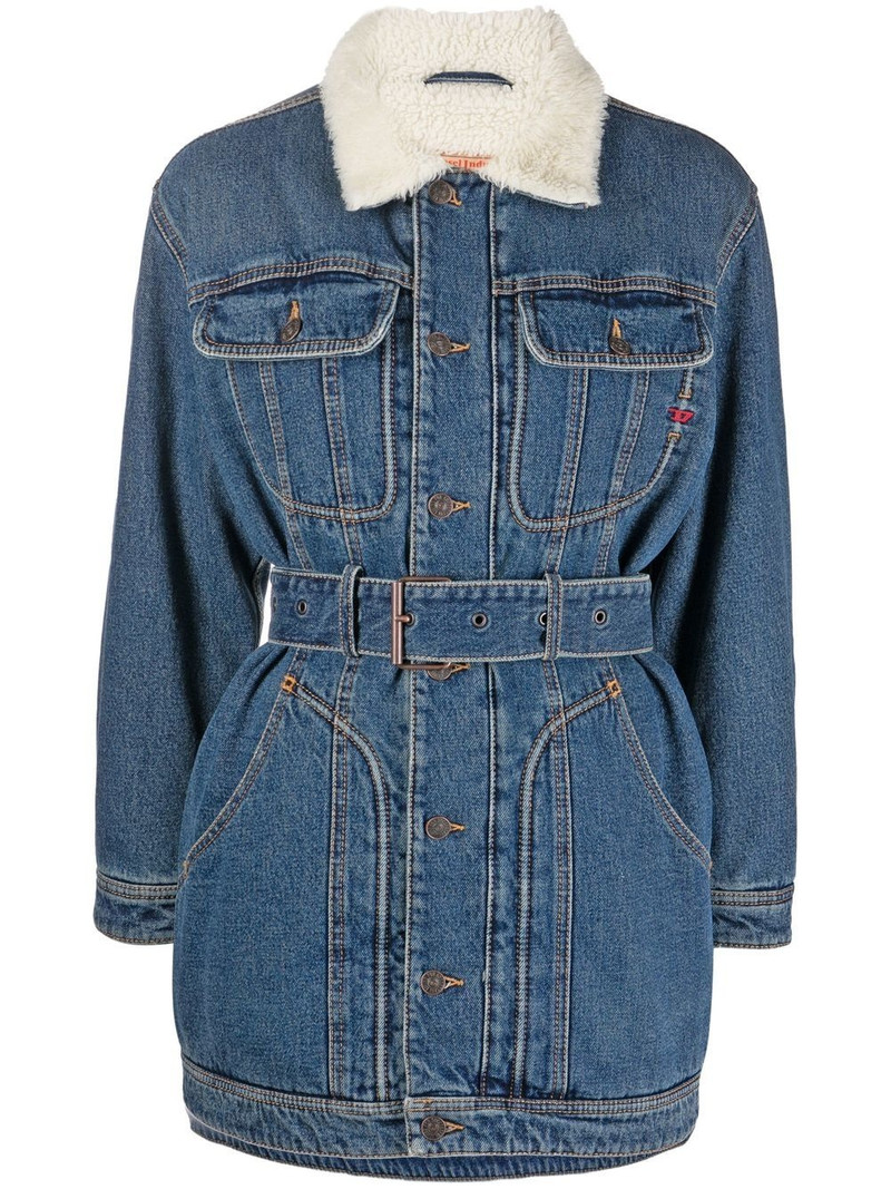 belted denim long-sleeve dress 1